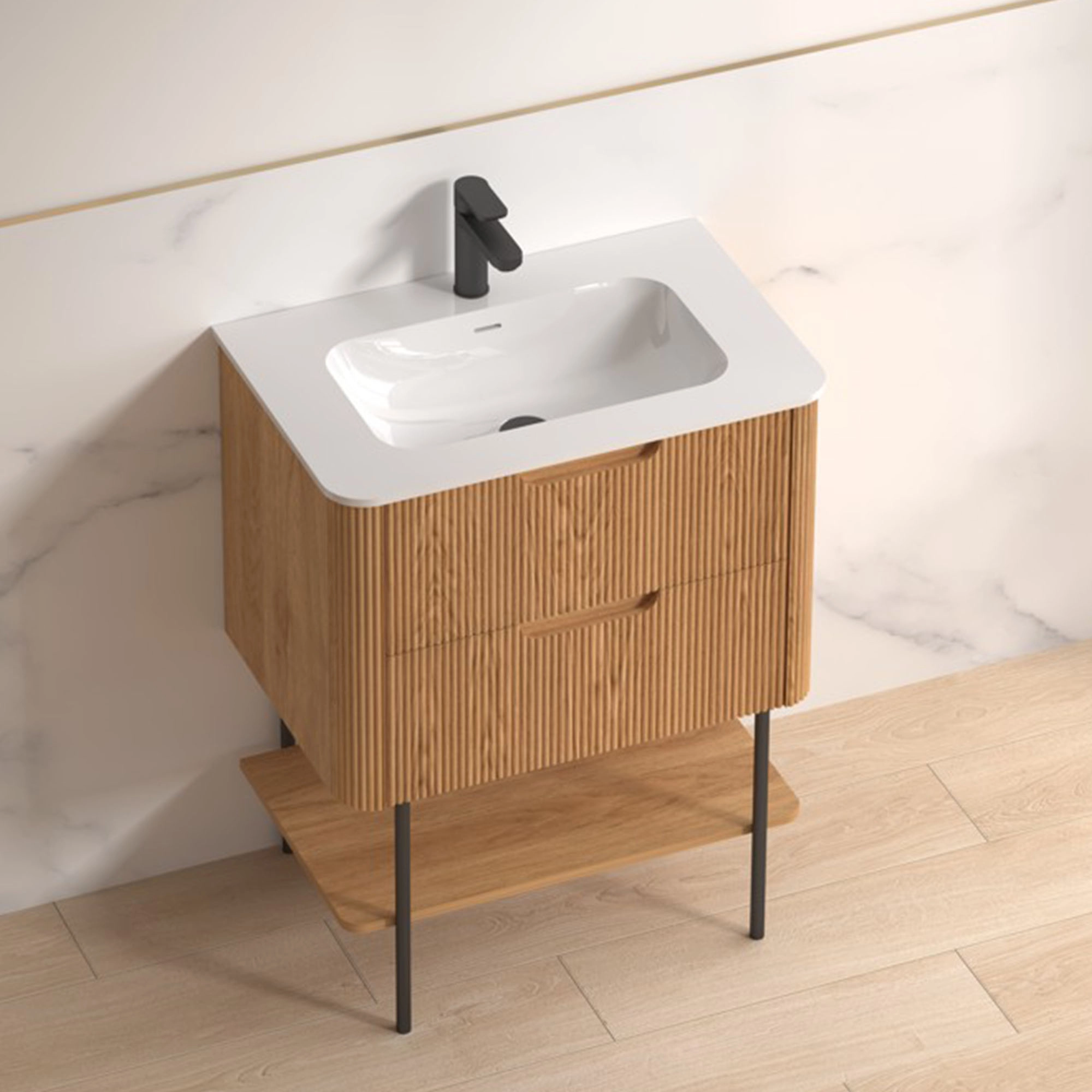 Mueble de Baño One con Lavamanos 460x700x890 mm Café 2 Cajones