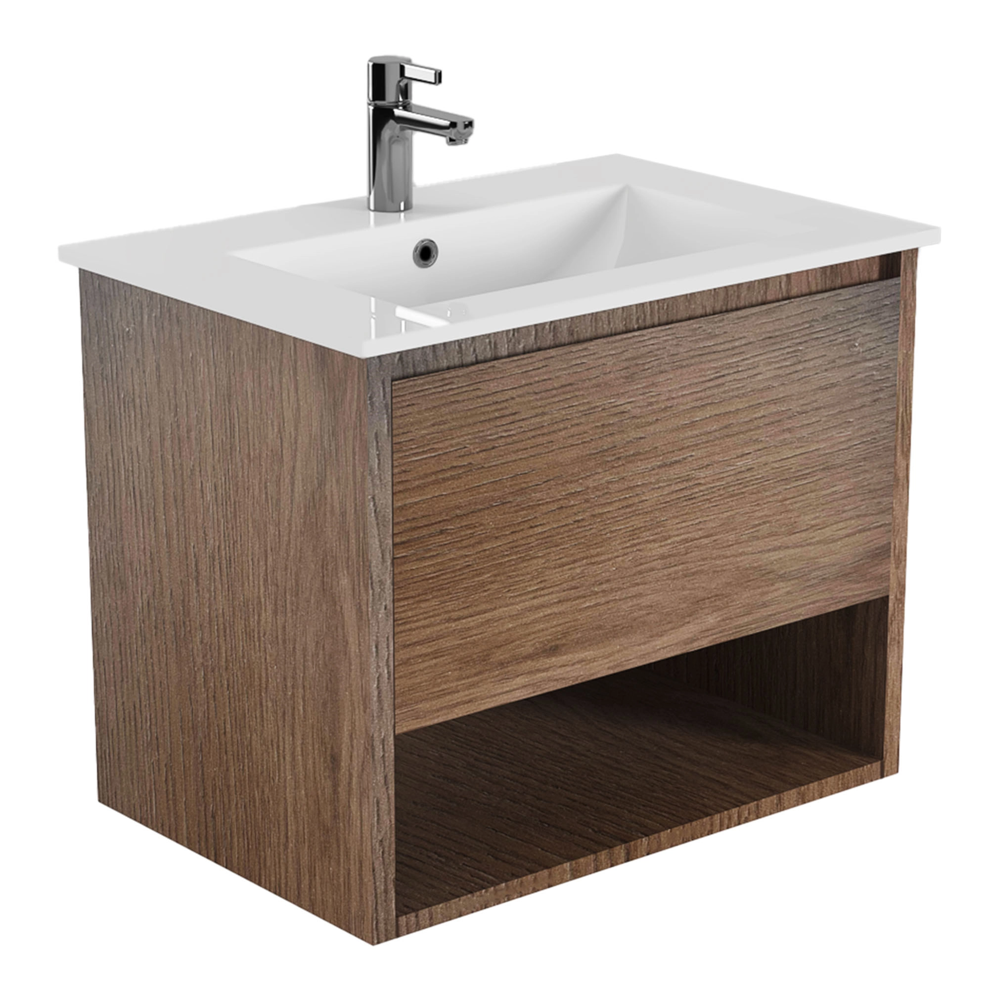 Mueble de Baño Delfos con Lavamanos 700x450x550 mm 1 Cajón y Repisa Rustic Oak