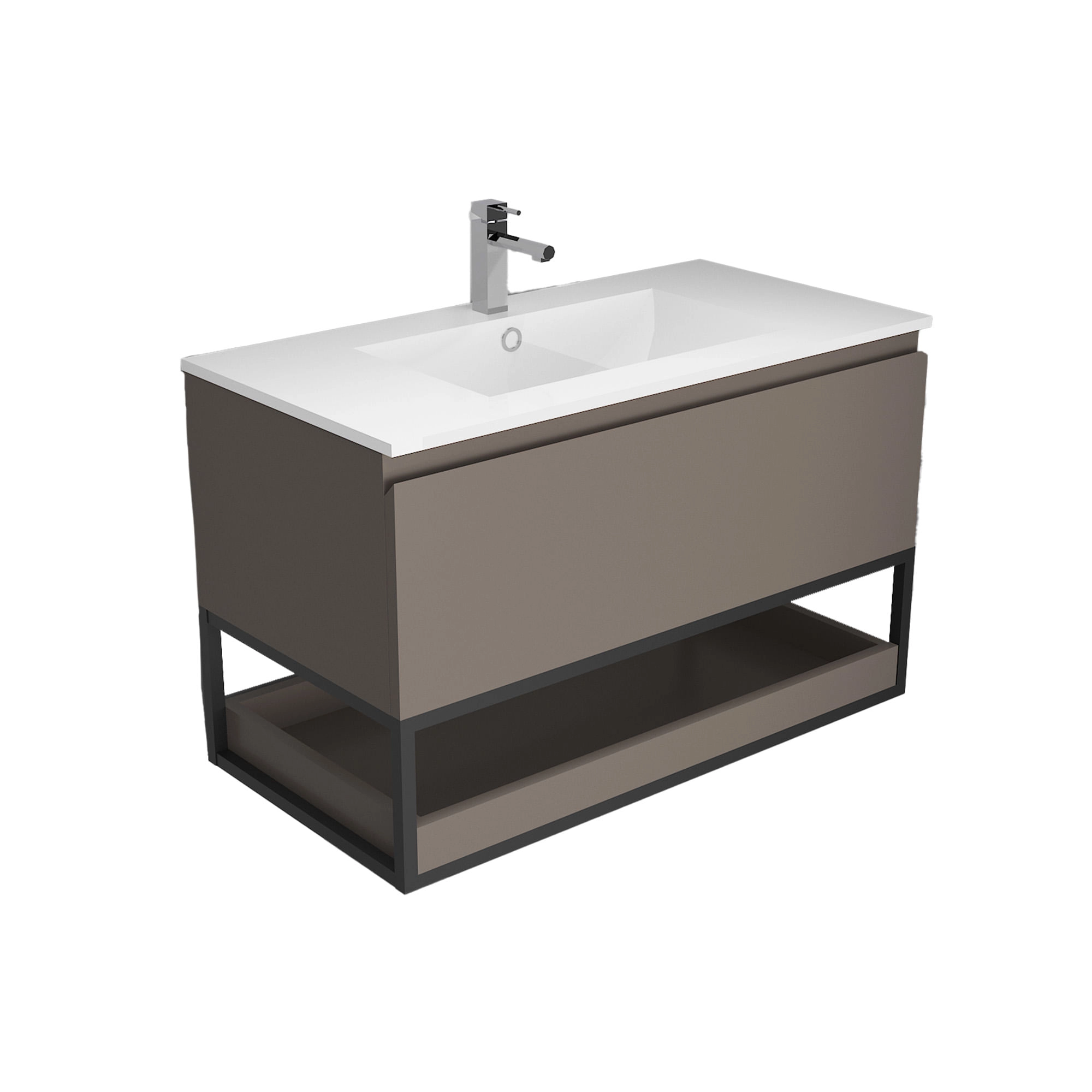 Mueble de Baño Delfos con Lavamanos 900x450x550 mm 1 Cajón y Repisa Thunder Grey Matt