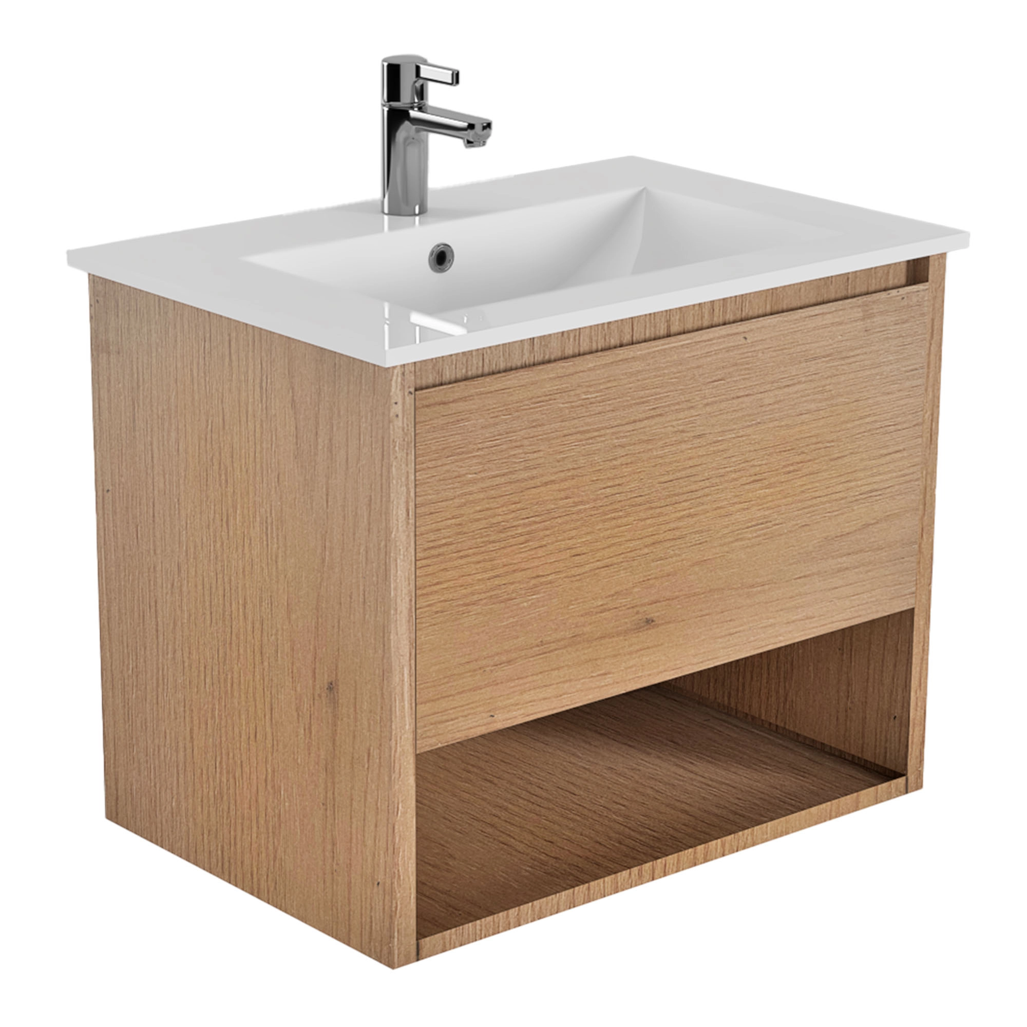 Mueble de Baño Delfos con Lavamanos 1000x450x550 mm 1 Cajón y Repisa Natural Oak
