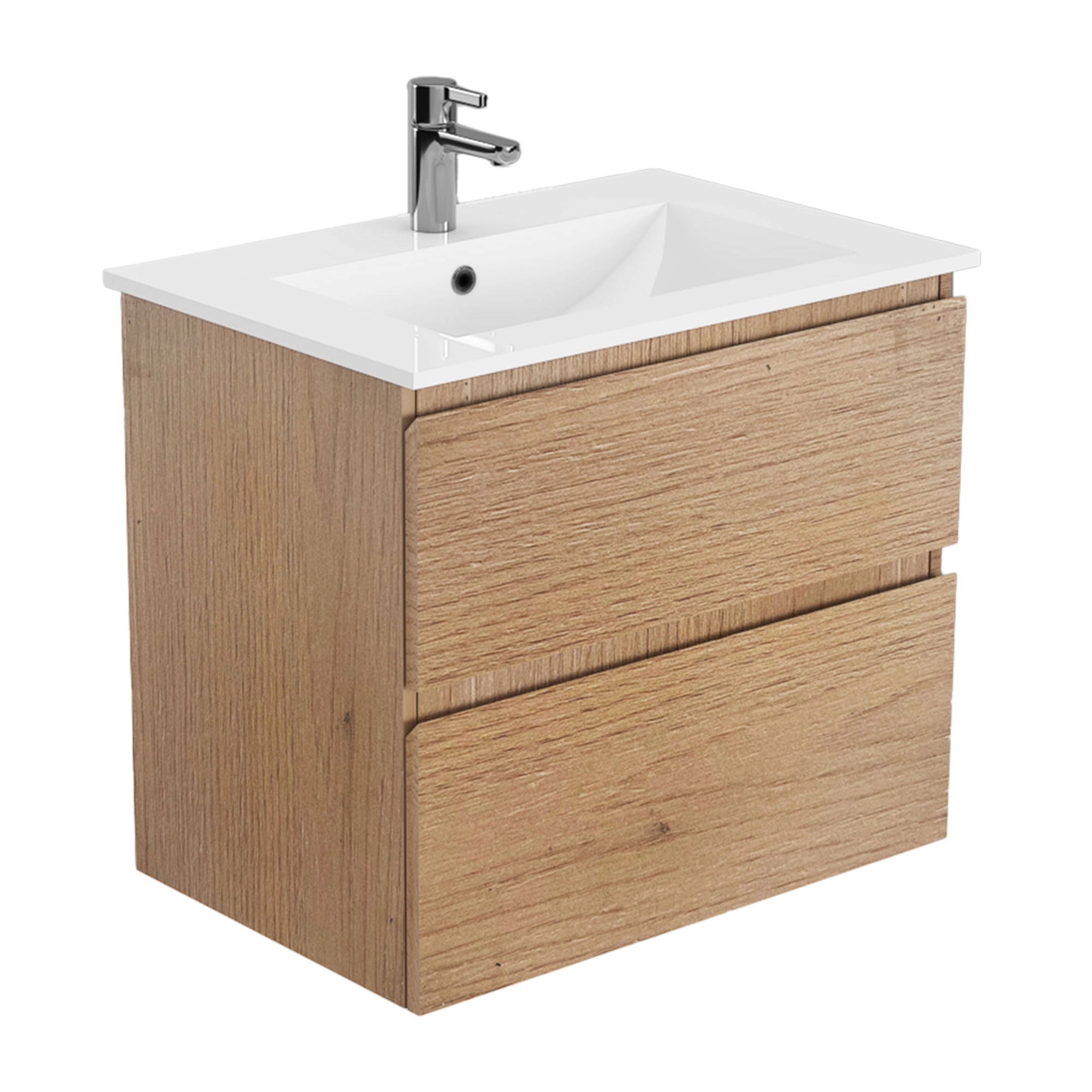 Mueble de Baño Delfos con Lavamanos 1000x450x600 mm 2 Cajones Natural Oak