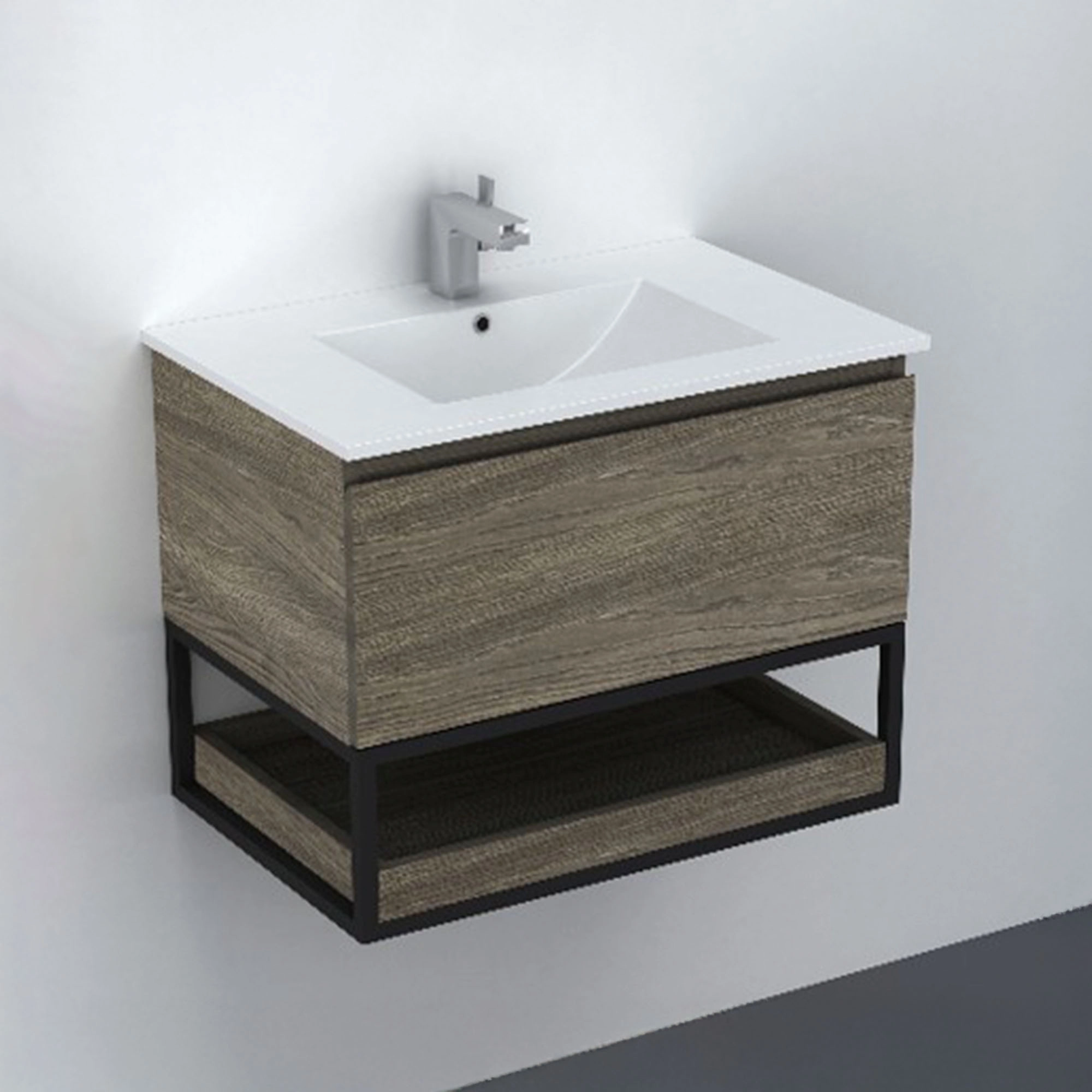 Mueble de Baño Delfos con Lavamanos 1200x450x550 mm 1 Cajón y Repisa Cinder