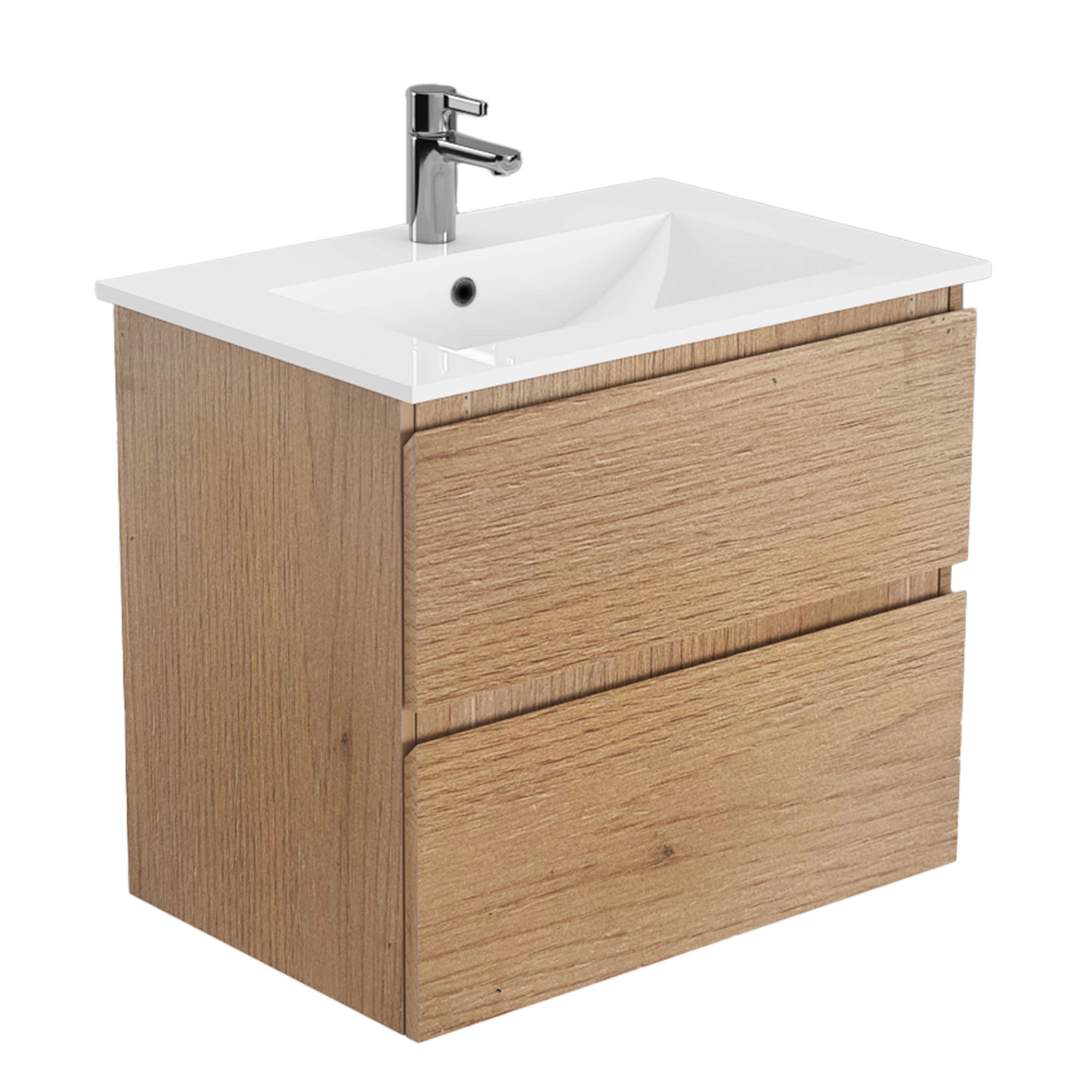 Mueble de Baño Delfos con Lavamanos 1200x450x600 mm 2 Cajones Natural Oak