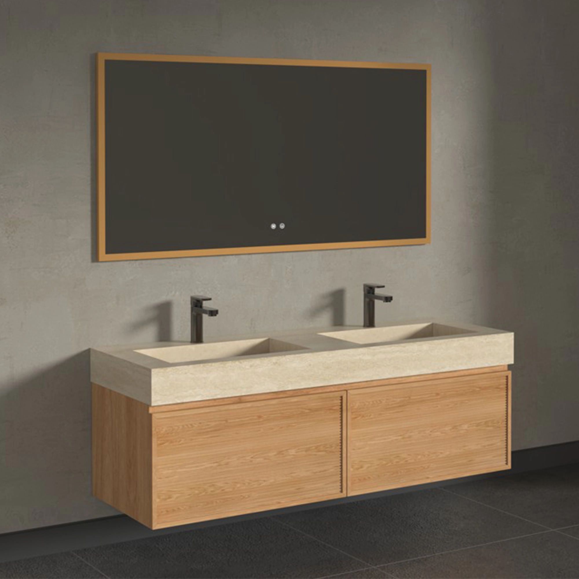 Mueble de Baño Chicago con Lavamanos 518x1500x500 mm Café 2 Cajones