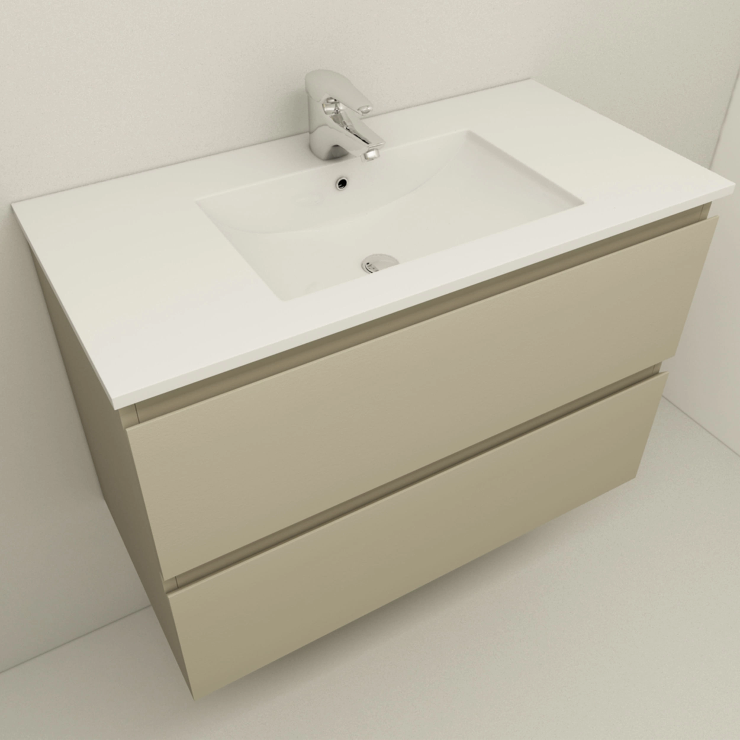 Mueble de Baño Delfos con Lavamanos 900x450x600 mm 2 Cajones y Repisa Mink Grey Matt