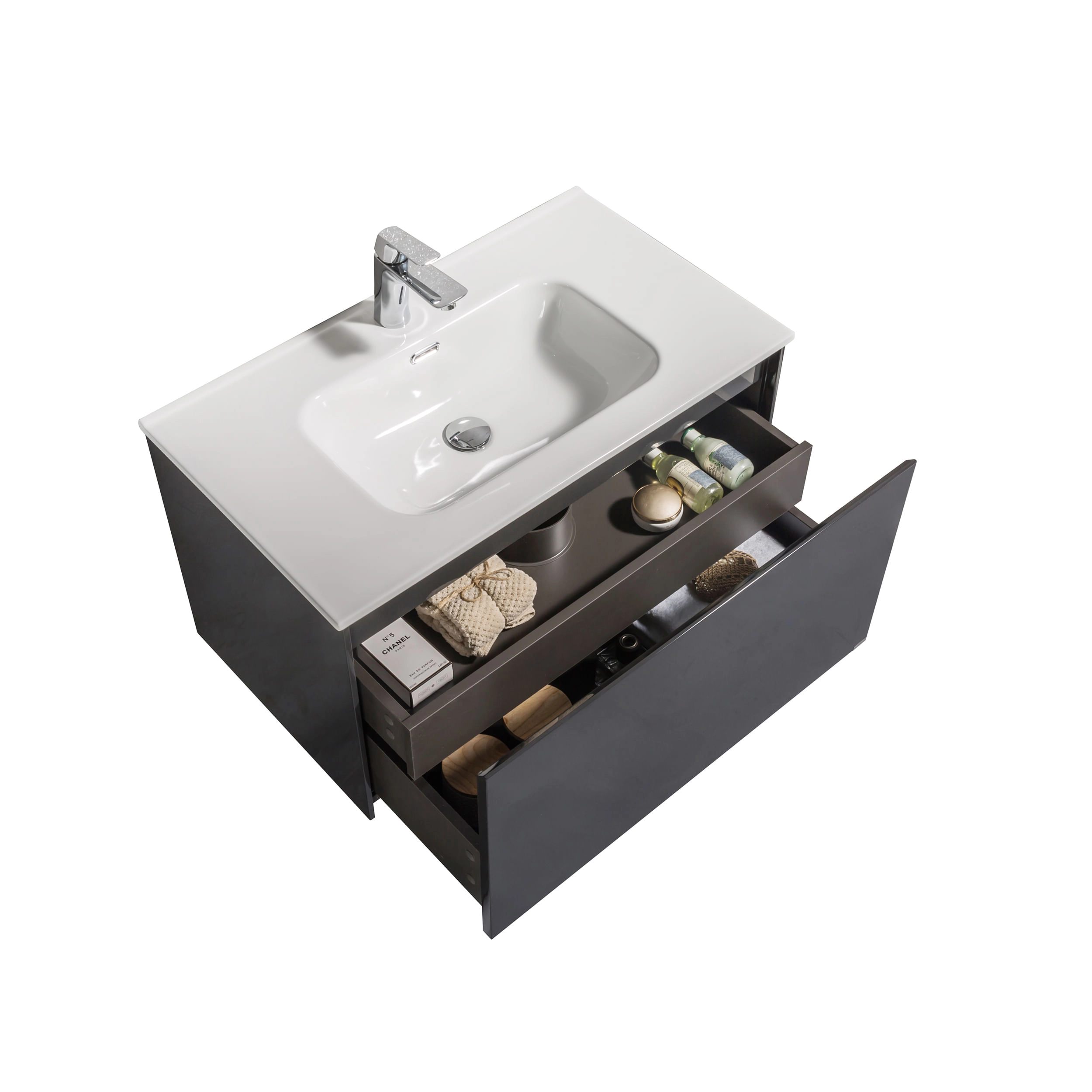 Mueble de Baño Box con Lavamanos 800x455x450 mm Smoke Grey Glossy