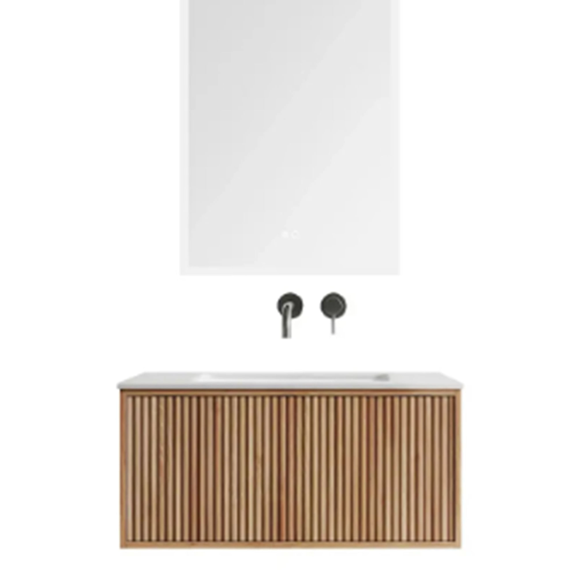 Mueble de Baño Hudson con Lavamanos 800x392x530 mm 1 Cajón Natural Ash