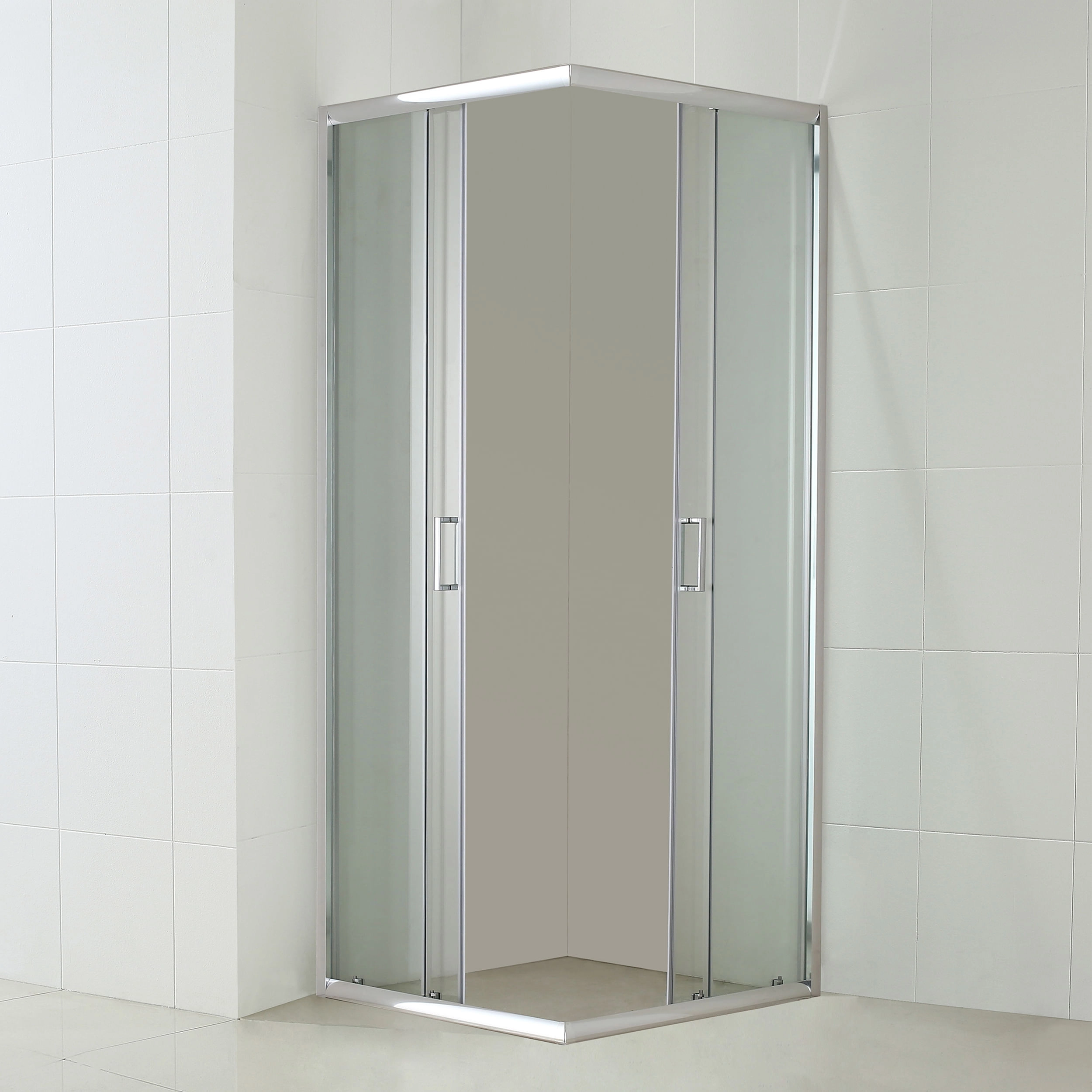 Mampara Ducha Style Esquina Corredera Vidrio Templado 800x800 mm