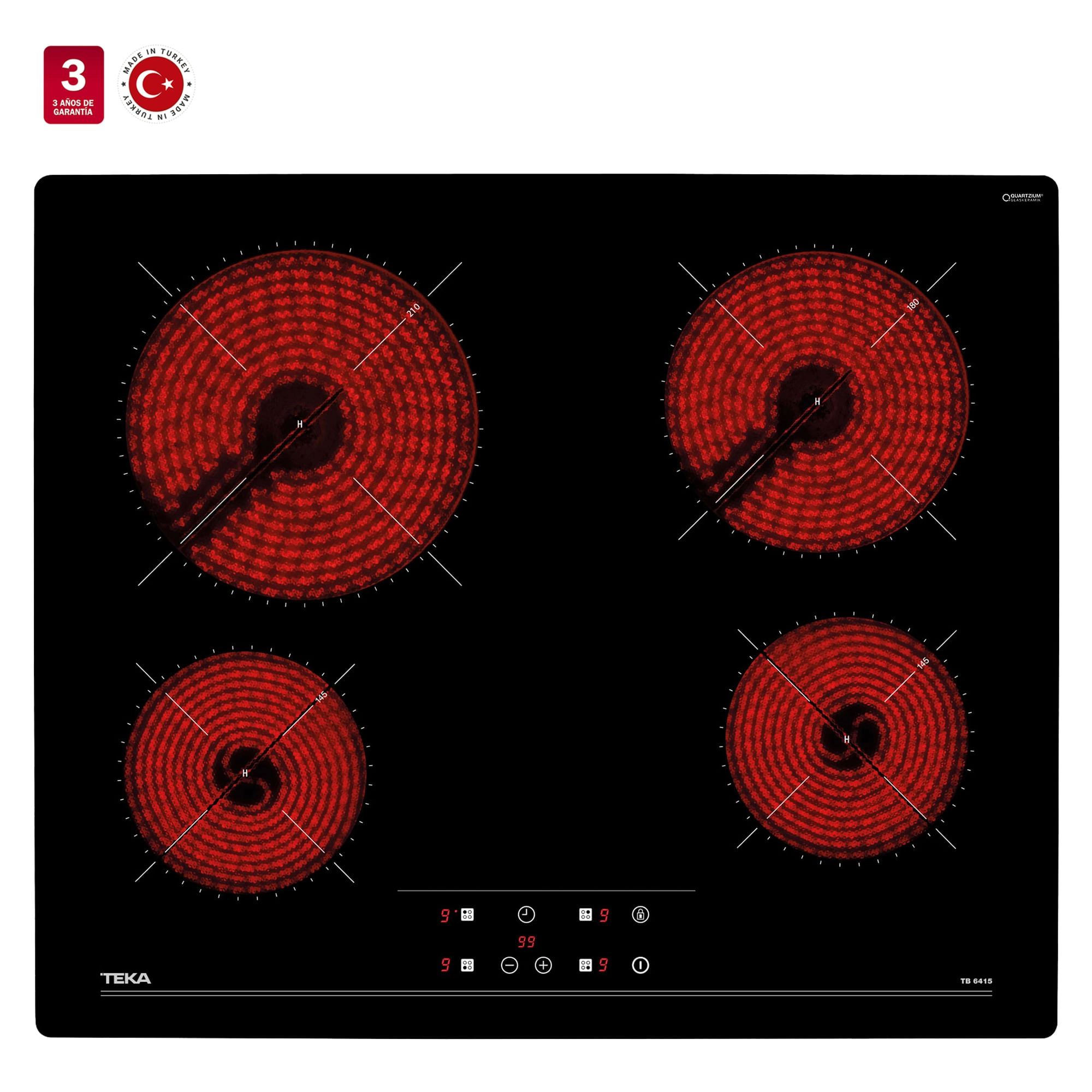 Encimera Vitrocerámica 4z TB 6415 Cristal PRO Empotrada 60 cm