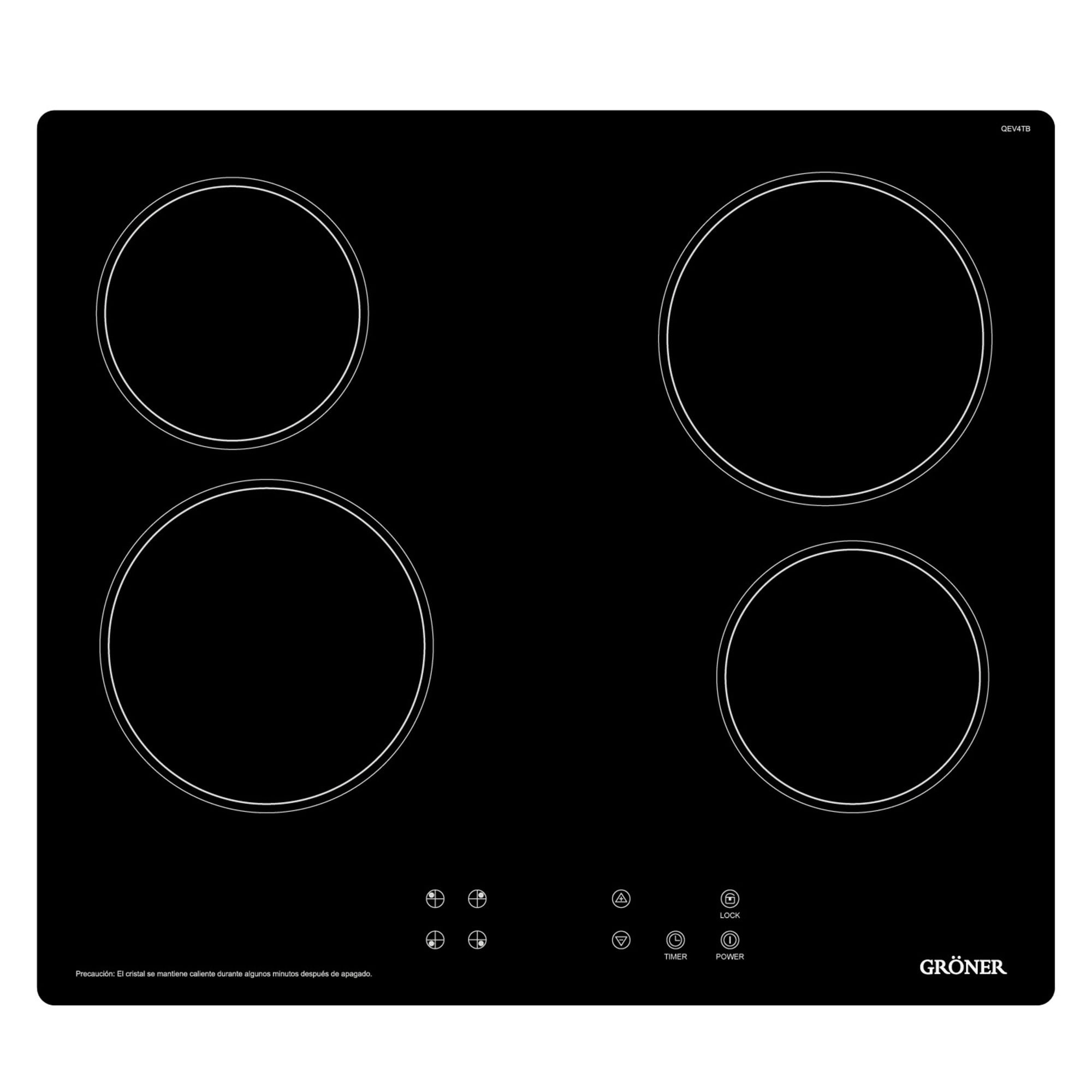 Encimera Vitrocerámica 4 Zonas QEV4TB 60x56 cm