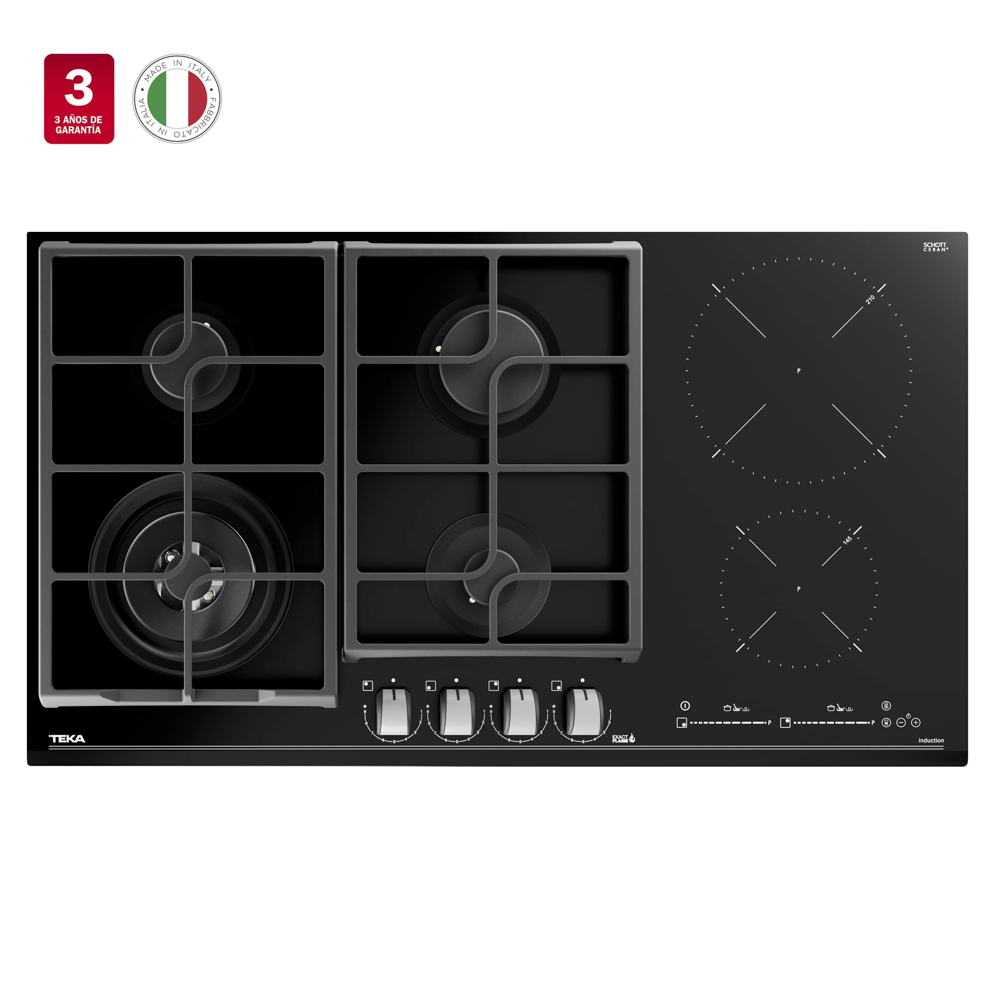 Encimera Híbrida Gas Inducción JZC 96342 BBB BK 90cm