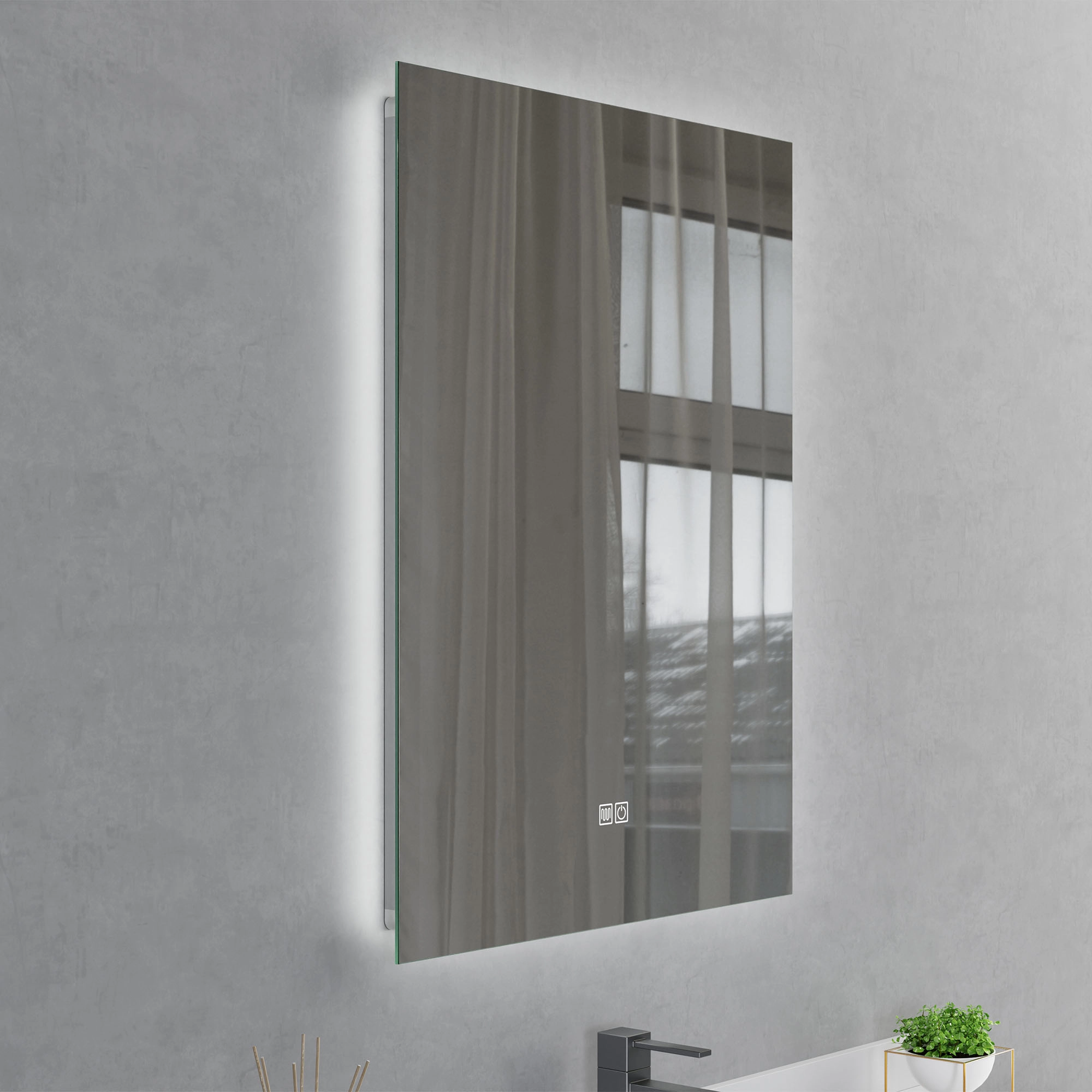 Espejo Mandarin Rectangular Desempañante Retroiluminado Cromado 60x80x4 cm