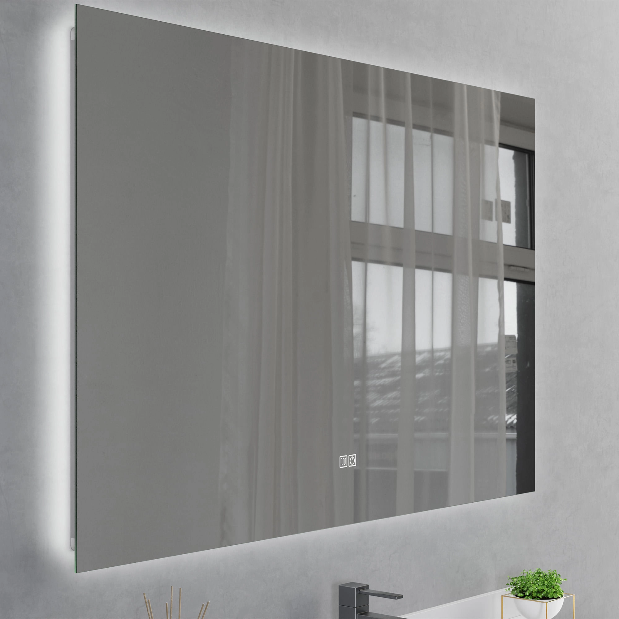 Espejo Mandarin Rectangular Desempañante Retroiluminado Cromado 120x80x4 cm
