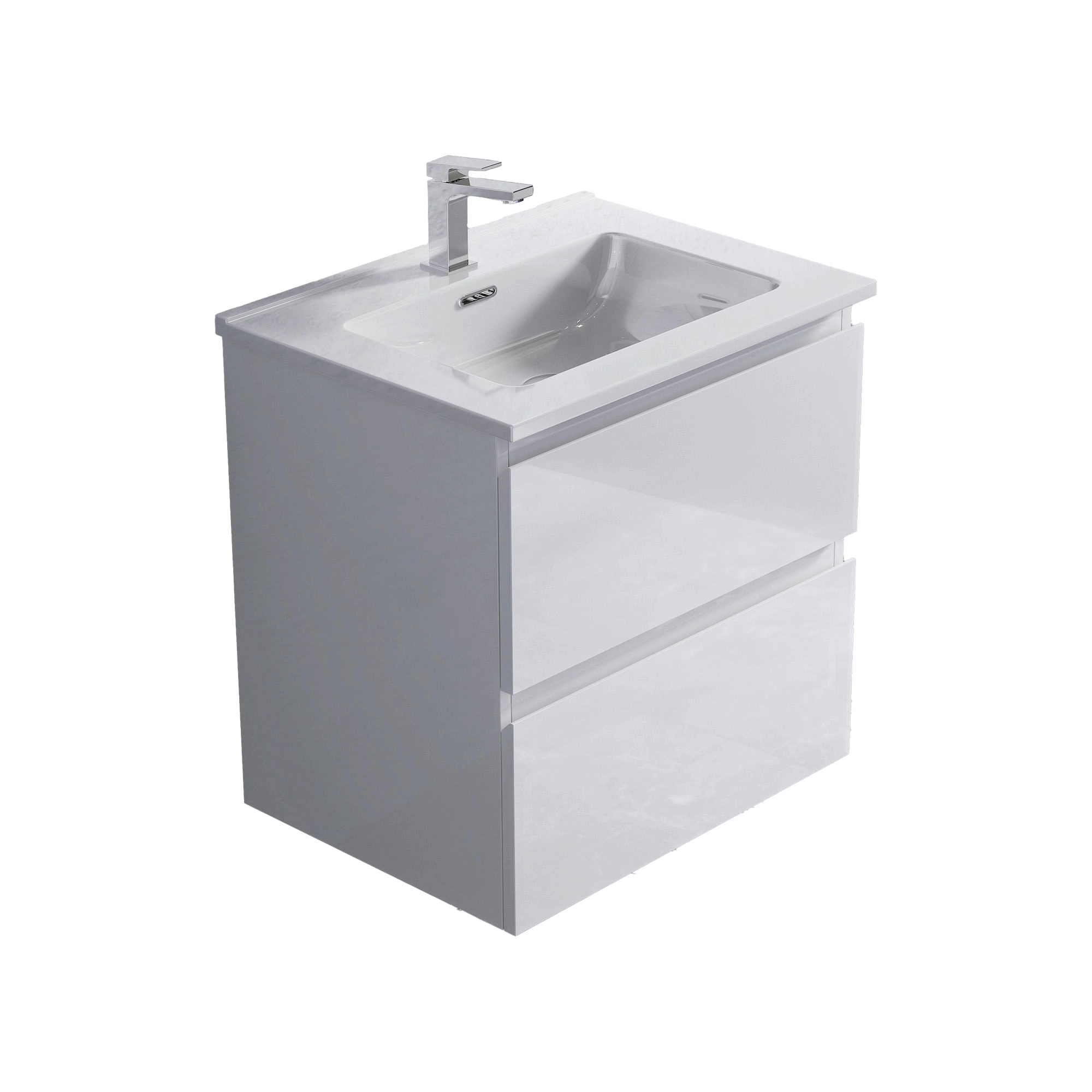 Mueble de Baño Albany con Lavamanos 600x450x600 mm 2 Cajones White Glossy
