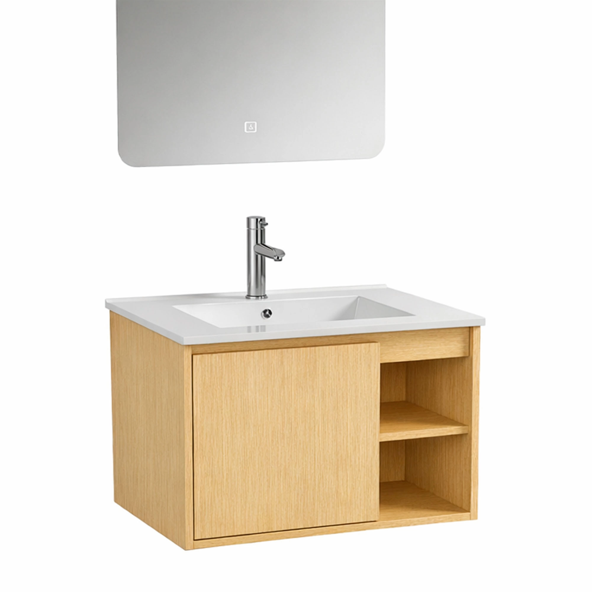 Mueble de Baño Nepal con Lavamanos 600x470x500 mm 1 Puerta y Repisa Light Oak