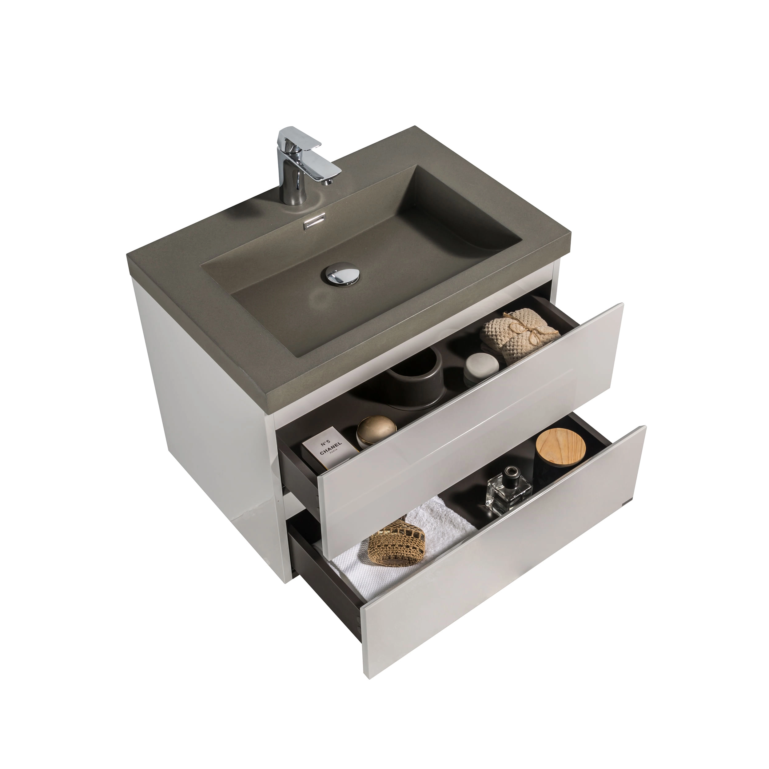 Mueble de Baño City con Lavamanos 700x550x480 mm High Grey Glossy