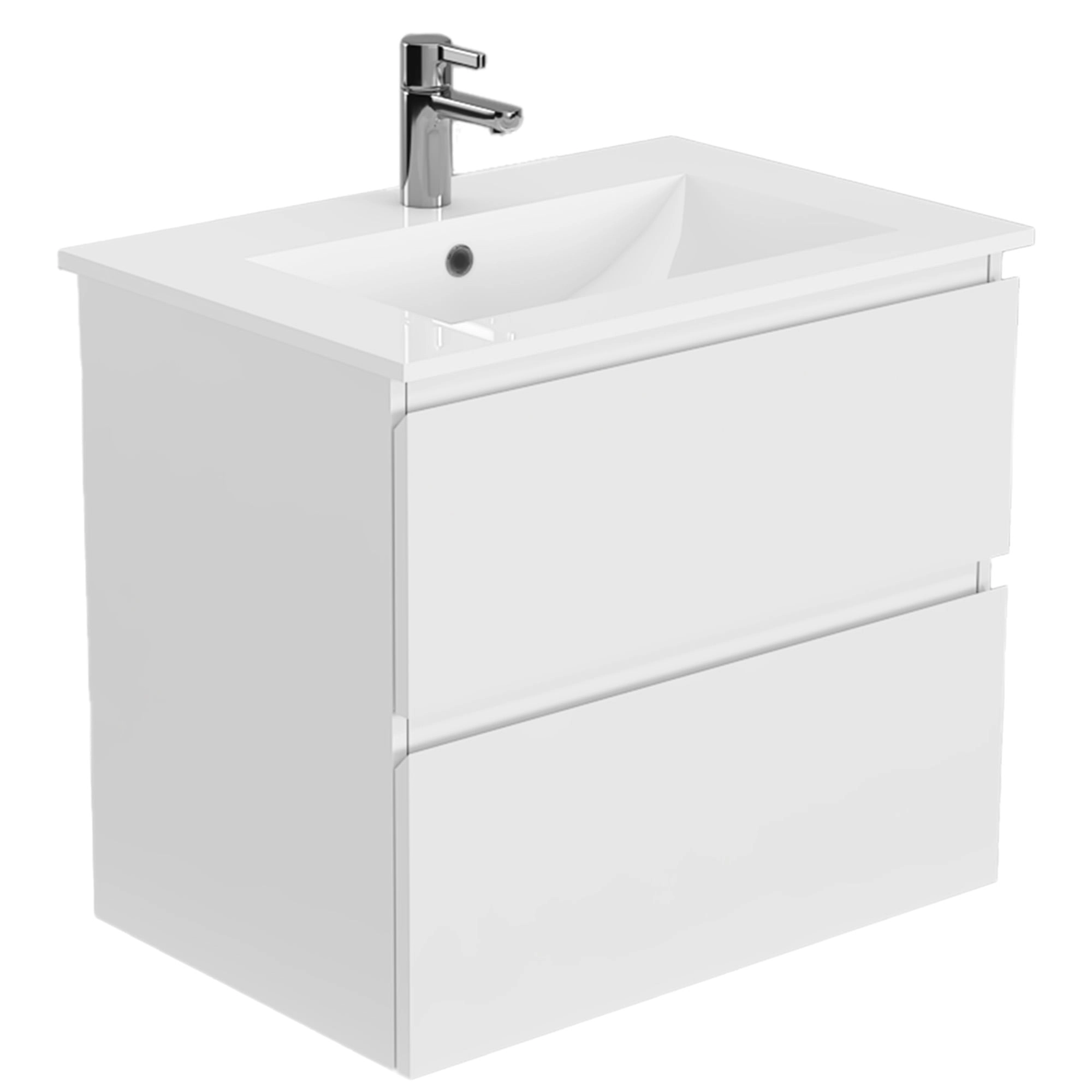 Mueble de Baño Delfos con Lavamanos 900x450x600 mm 2 Cajones White Glossy