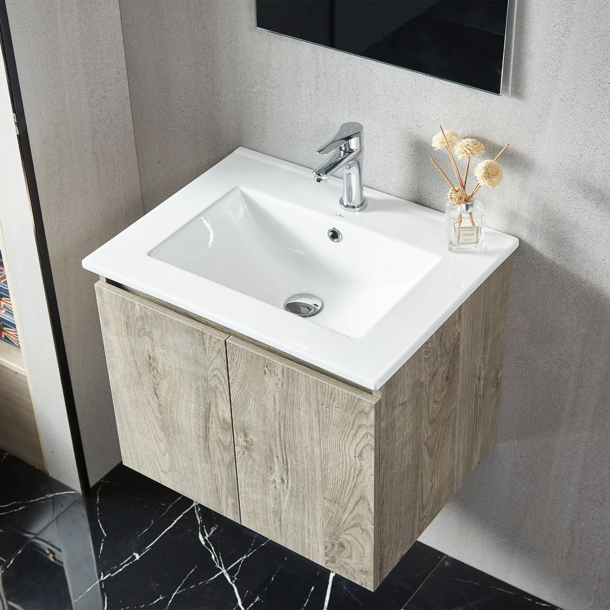 Mueble de Baño Queen con Lavamanos 500 mm 2 Puertas Grey Oak