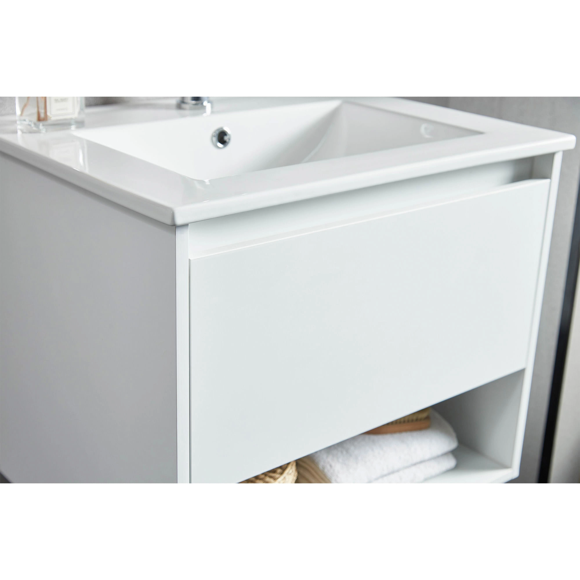 Mueble de Baño Queen con Lavamanos 700x465x480 mm 1 Cajón y Repisa Blanco