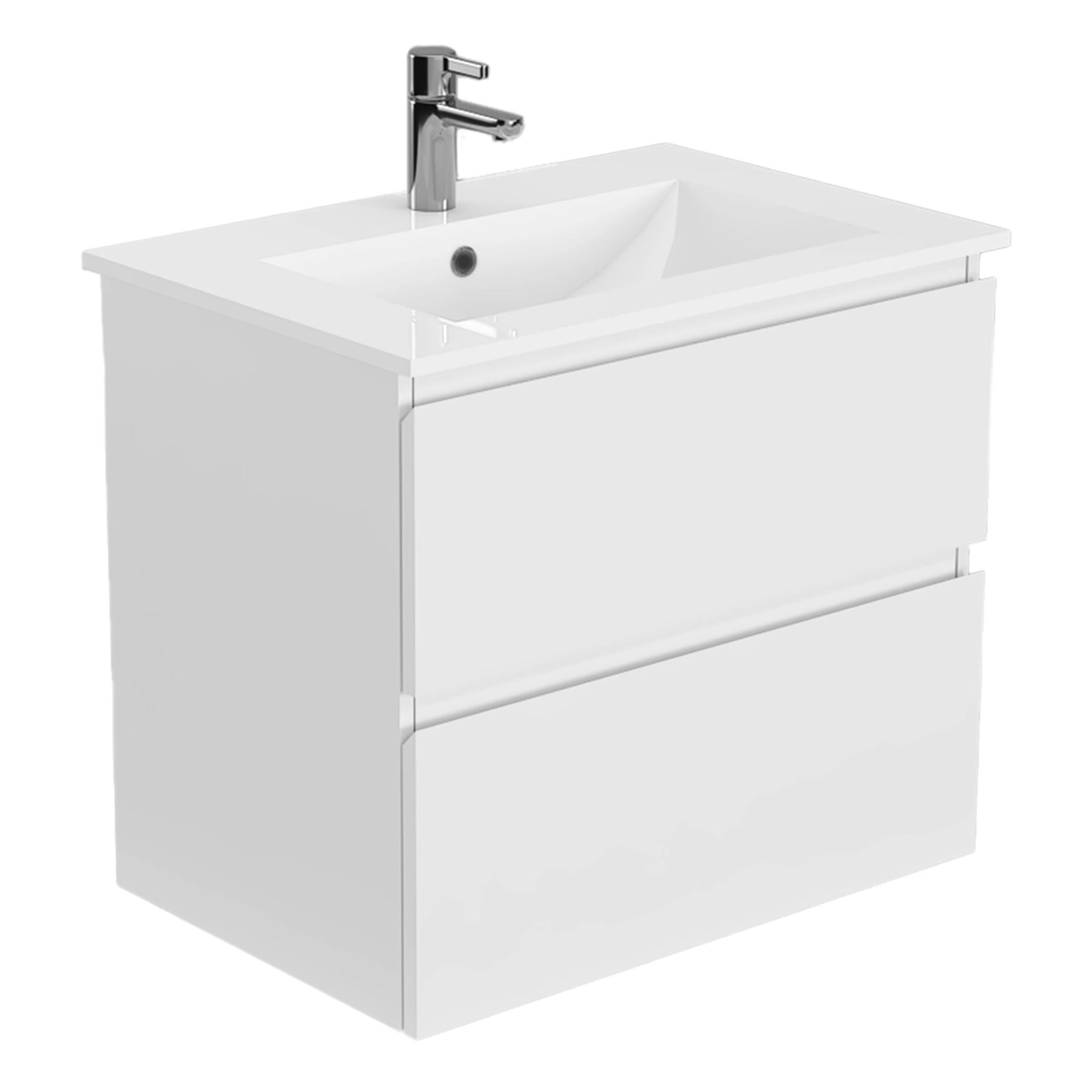 Mueble de Baño Delfos con Lavamanos 700x450x600 mm 2 Cajones White Glossy