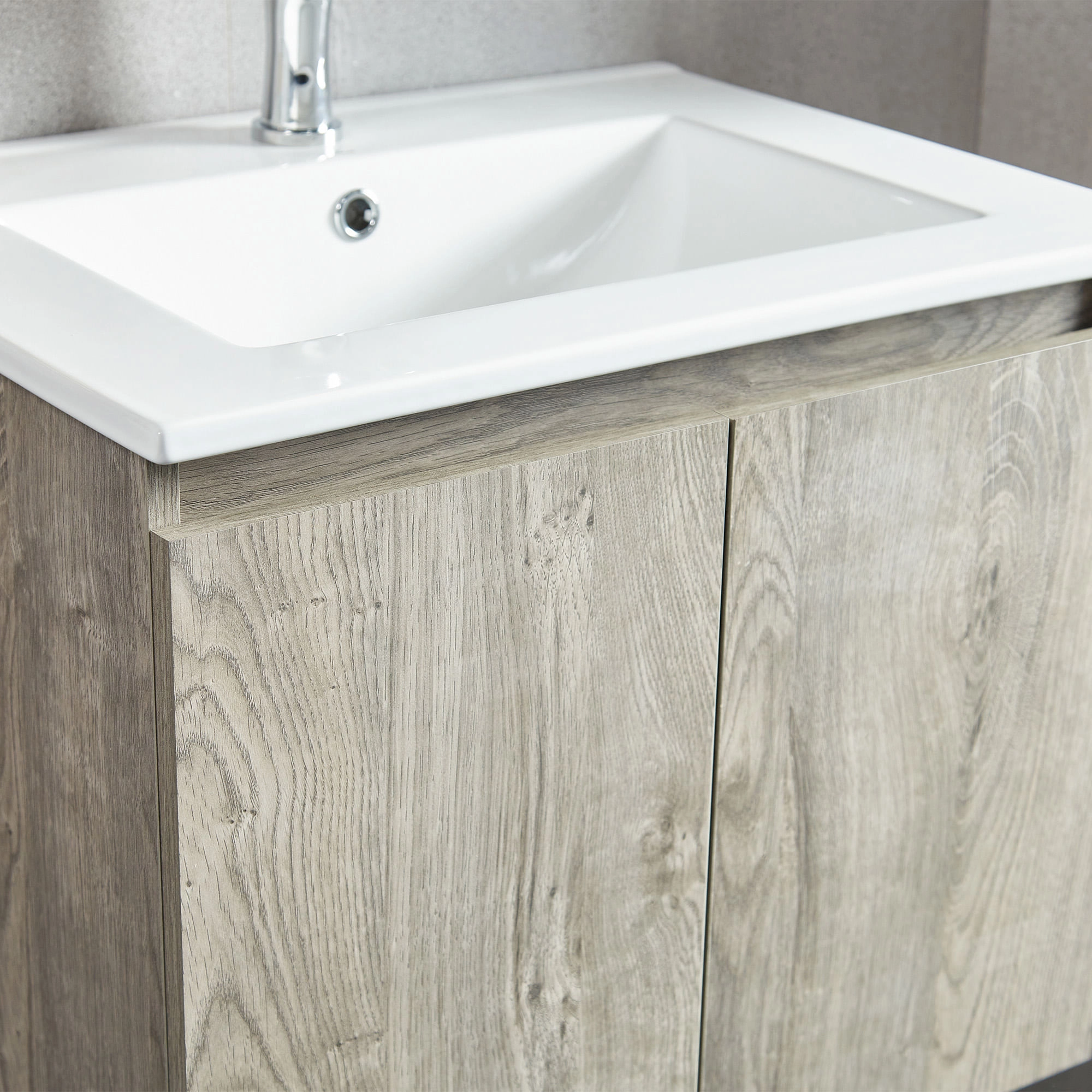 Mueble de Baño Queen con Lavamanos 600x480x465 mm 2 Puertas Grey Oak