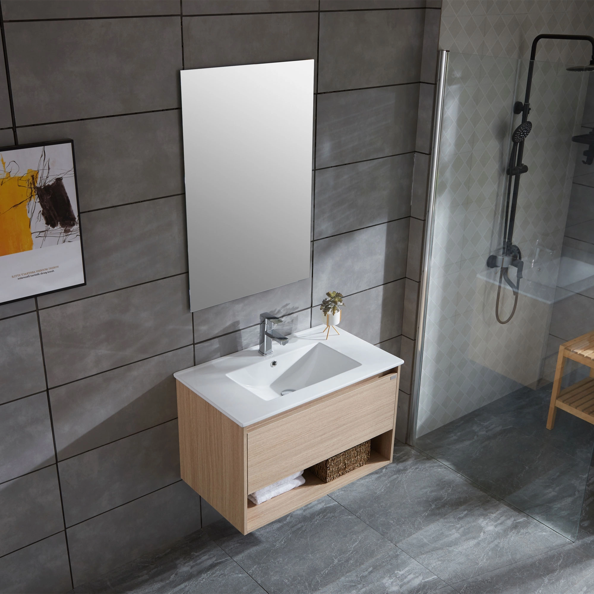 Mueble de Baño Queen con Lavamanos 700 mm 1 Cajón y Repisa Soft