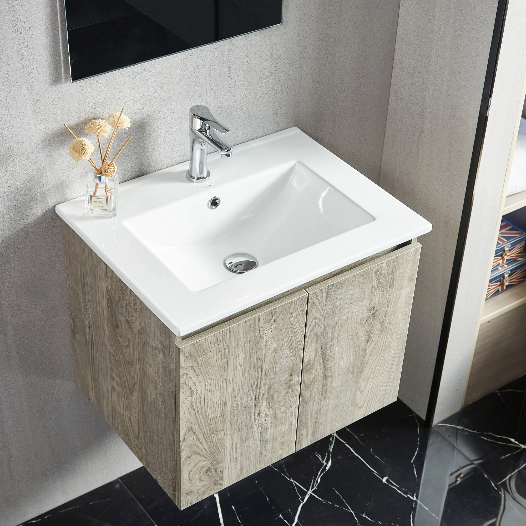 Mueble de Baño Queen con Lavamanos 2 Puertas Grey Oak