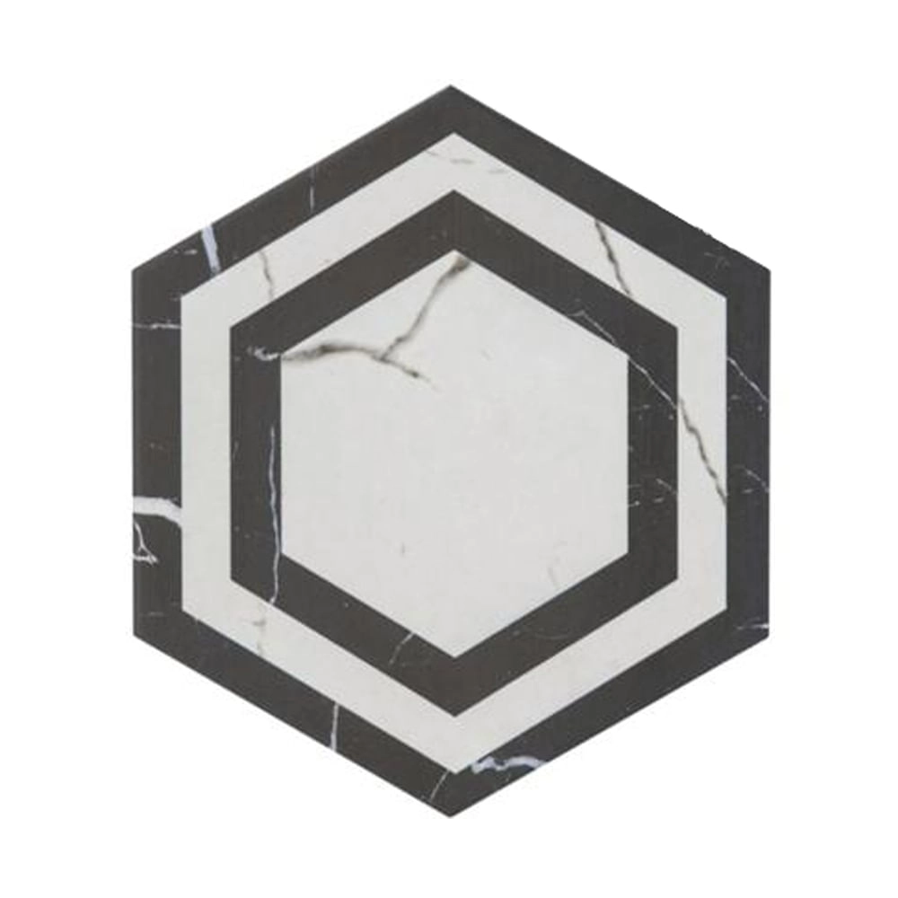 Gres Porcelánico Hexagon Calacatta Decor Marquina Mate 20x23 cm