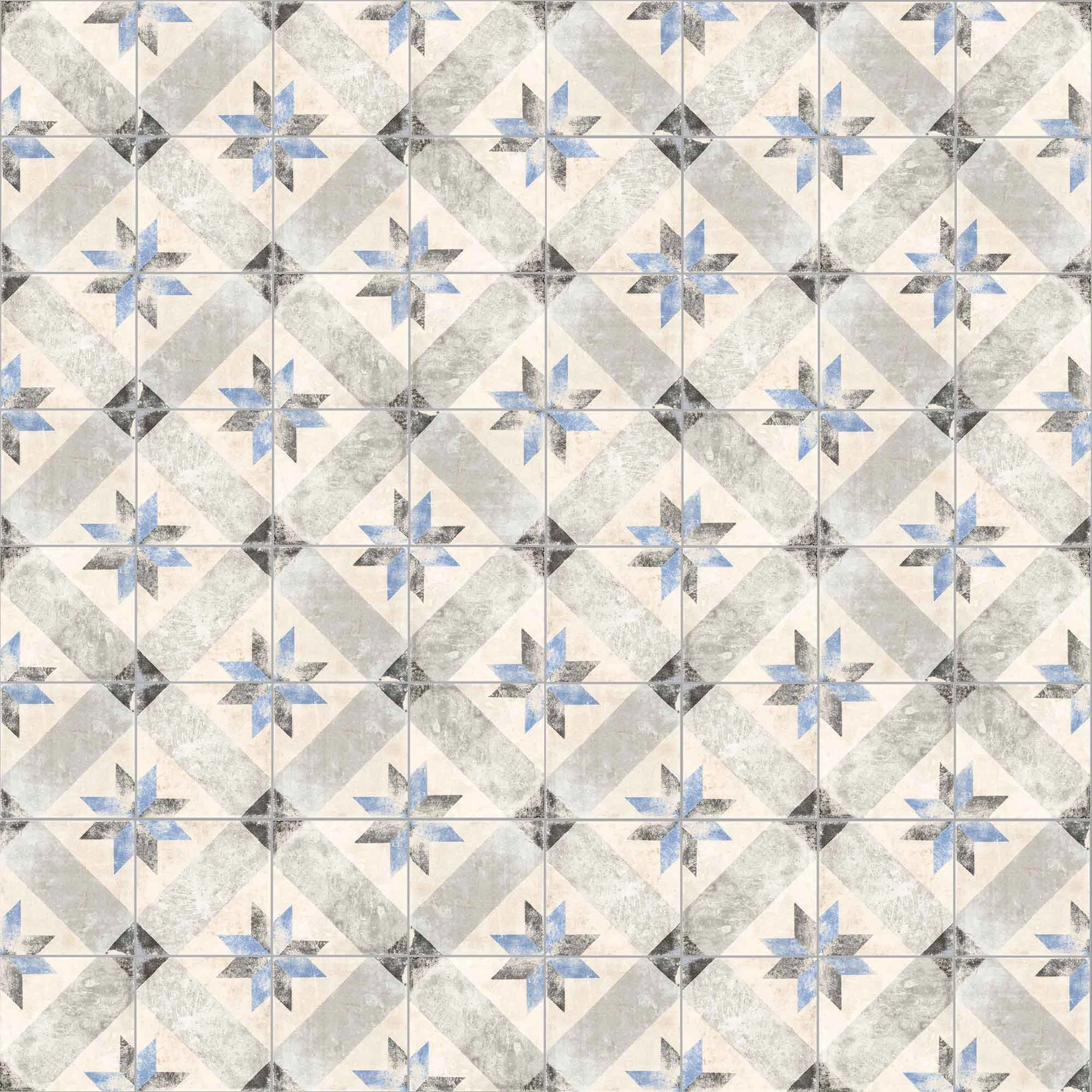 Porcelanato Pompei Star Blue Beige Mate 25x25 cm