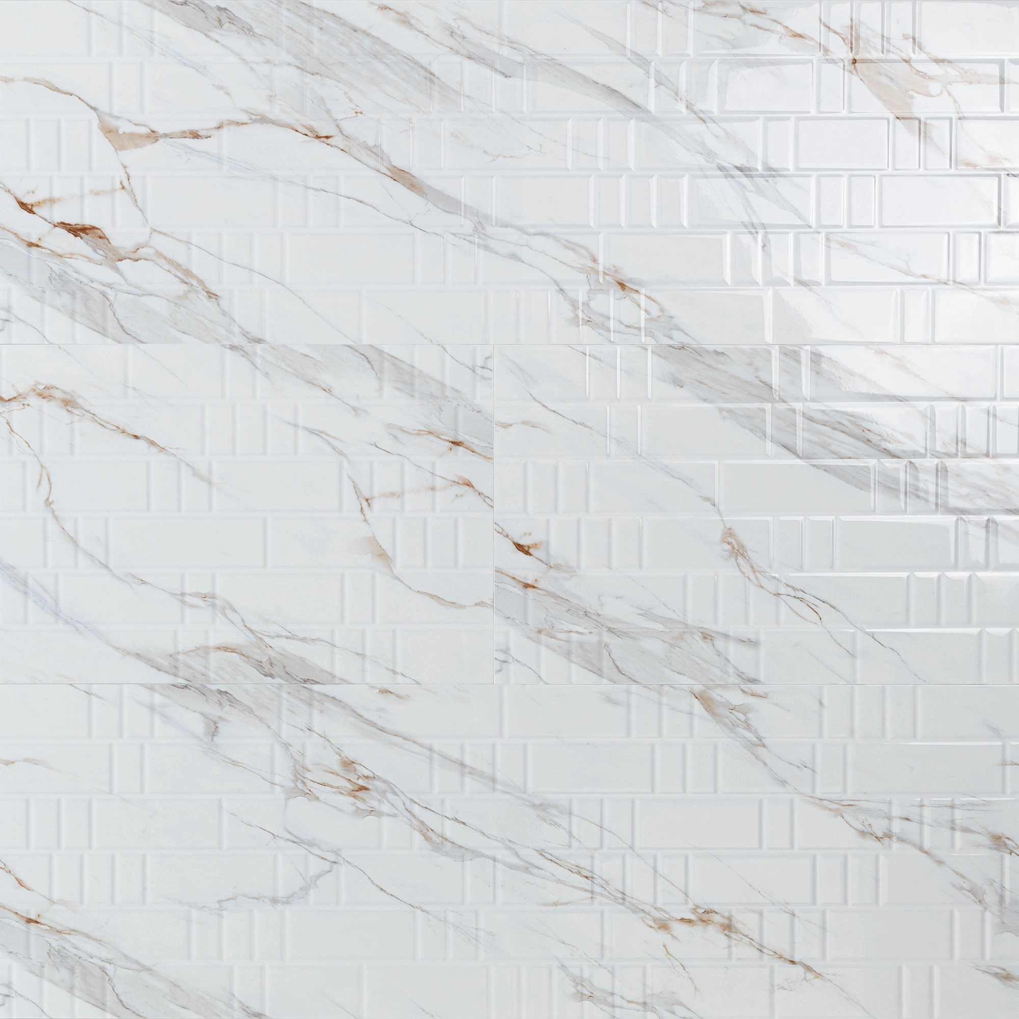 Cerámica Muro Artic Golden Blanco/ Beige Brick Brillante 30x90 cm