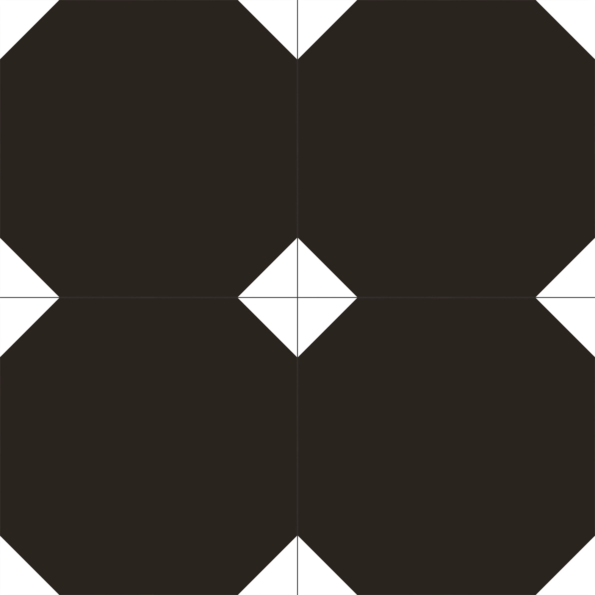 Porcelanato Dolcevita Ottagone Nero Mate 20x20 cm