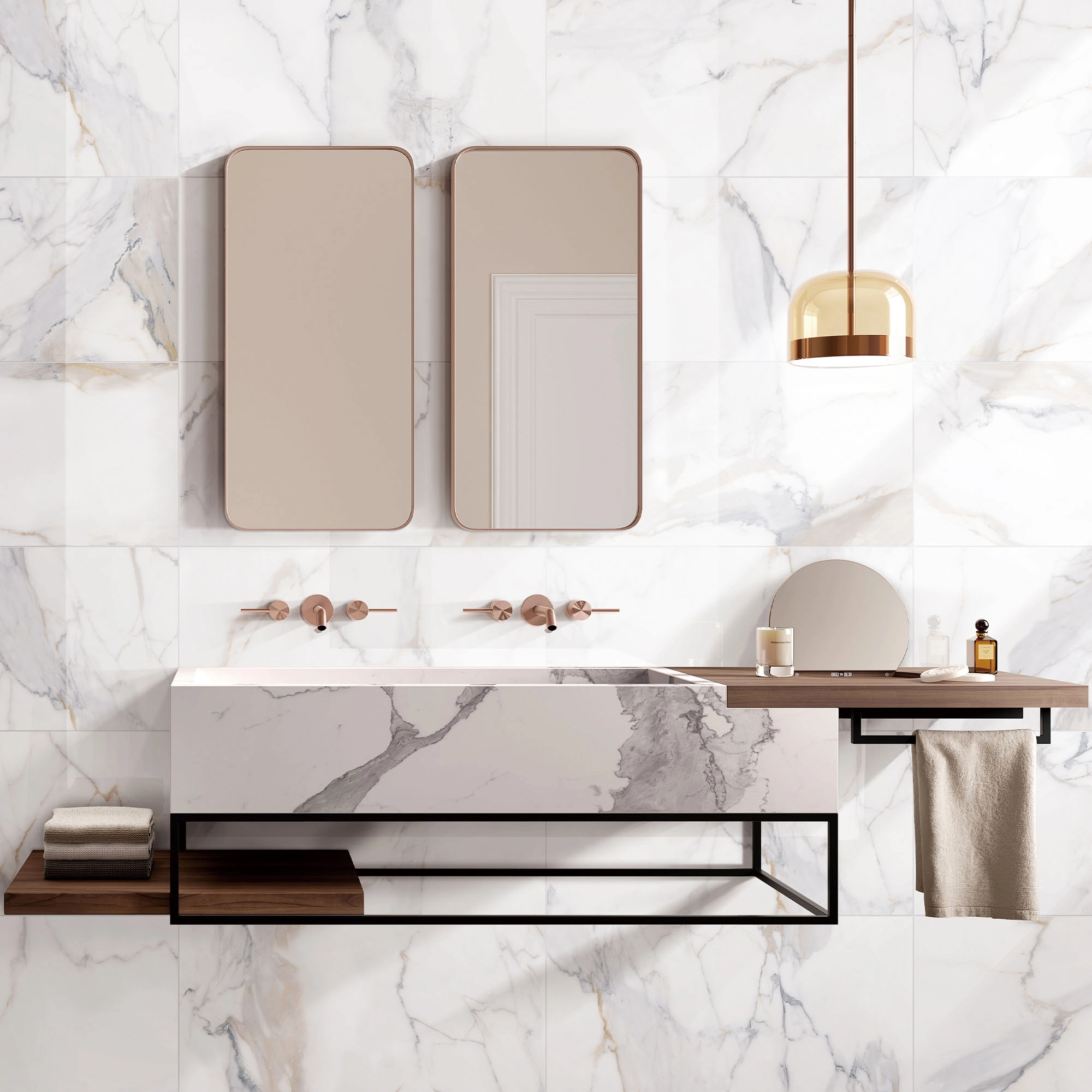 Porcelanato Prestige Blanco y Dorado Mate 60x60 cm