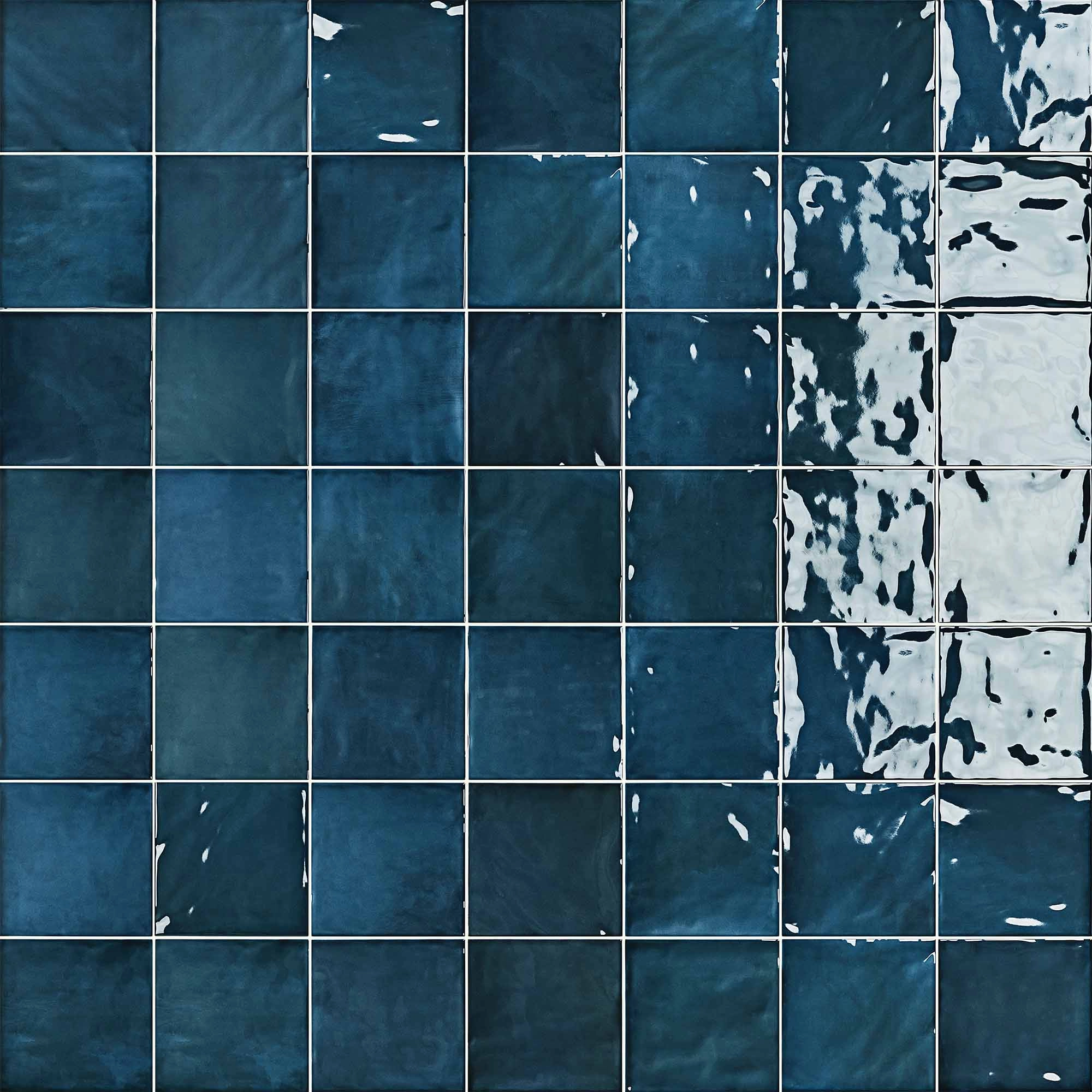 Cerámica Muro Gouache Bleu Nuit Azul Brillante 15.5x15.5 cm