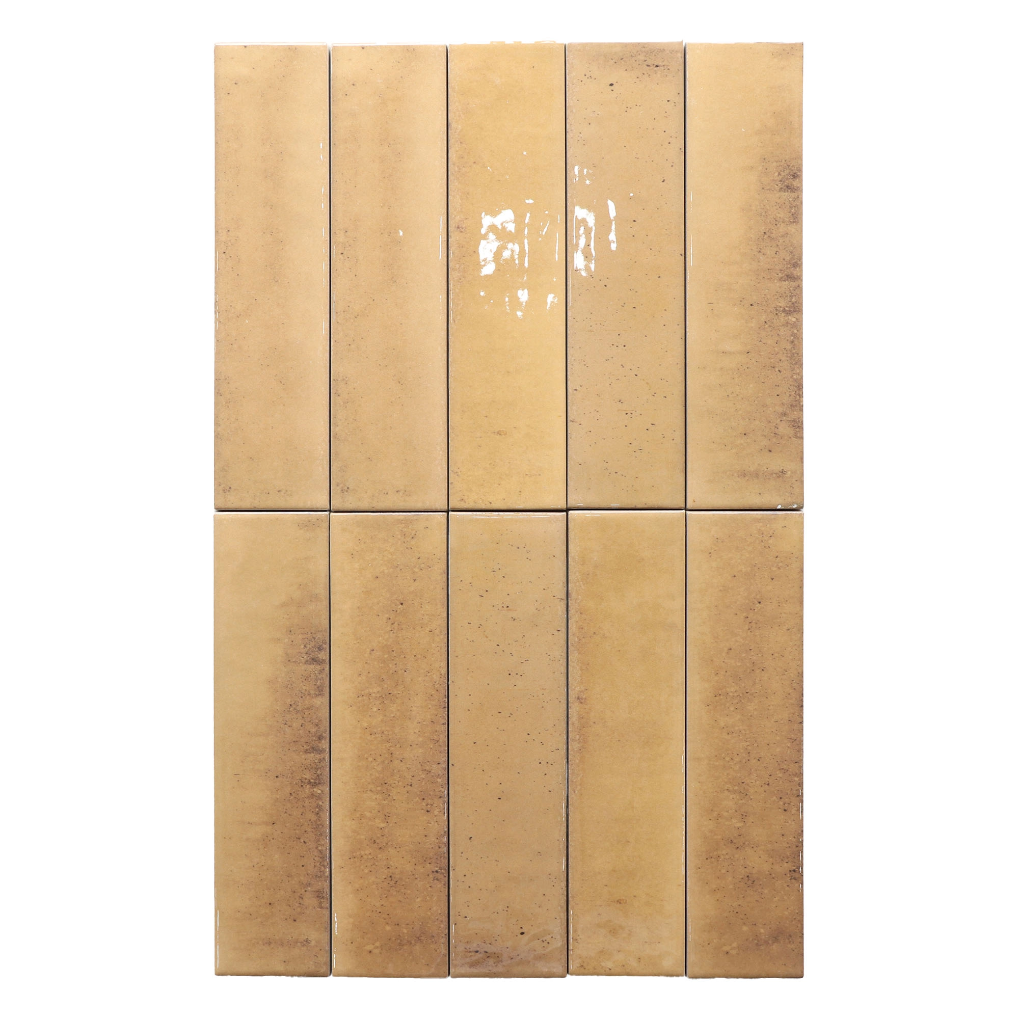 Porcelanato Nomad Ochre Amarillo Brillante 6x24 cm