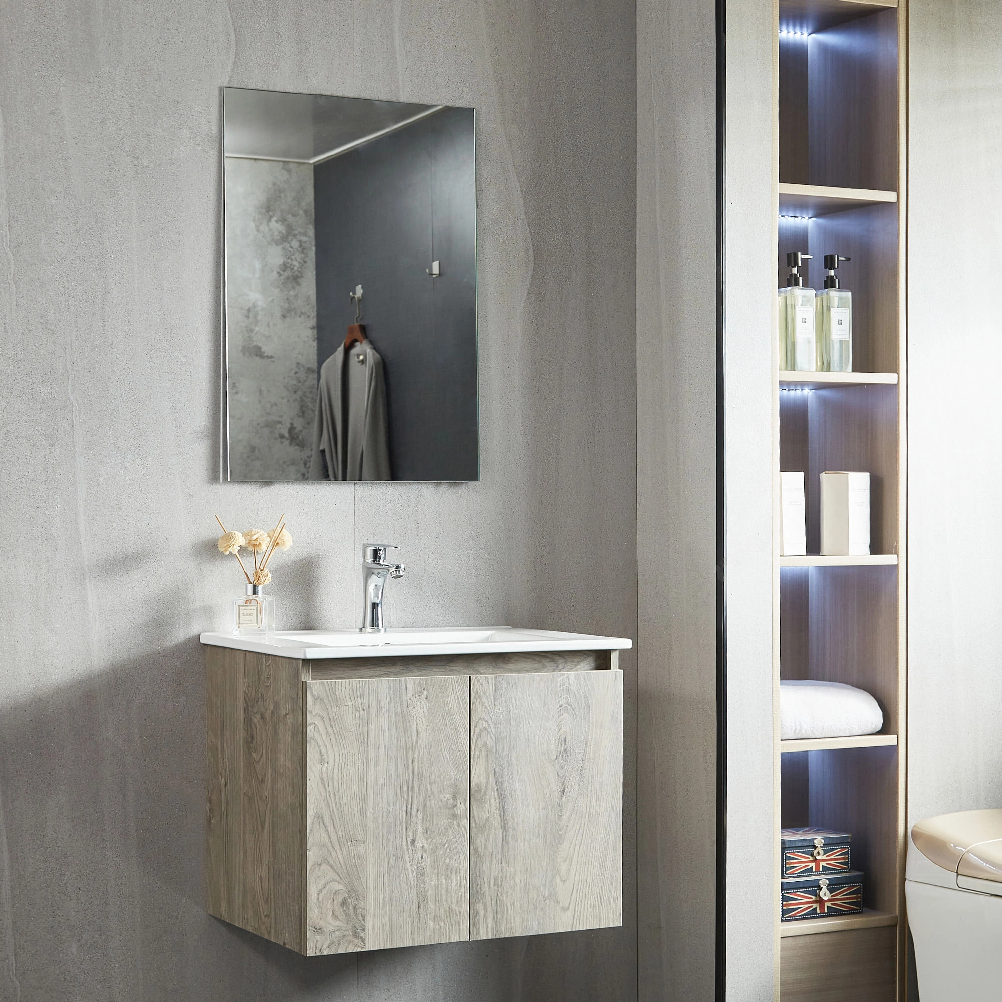 Mueble de Baño Queen con Lavamanos 900 mm 2 Puertas Grey Oak