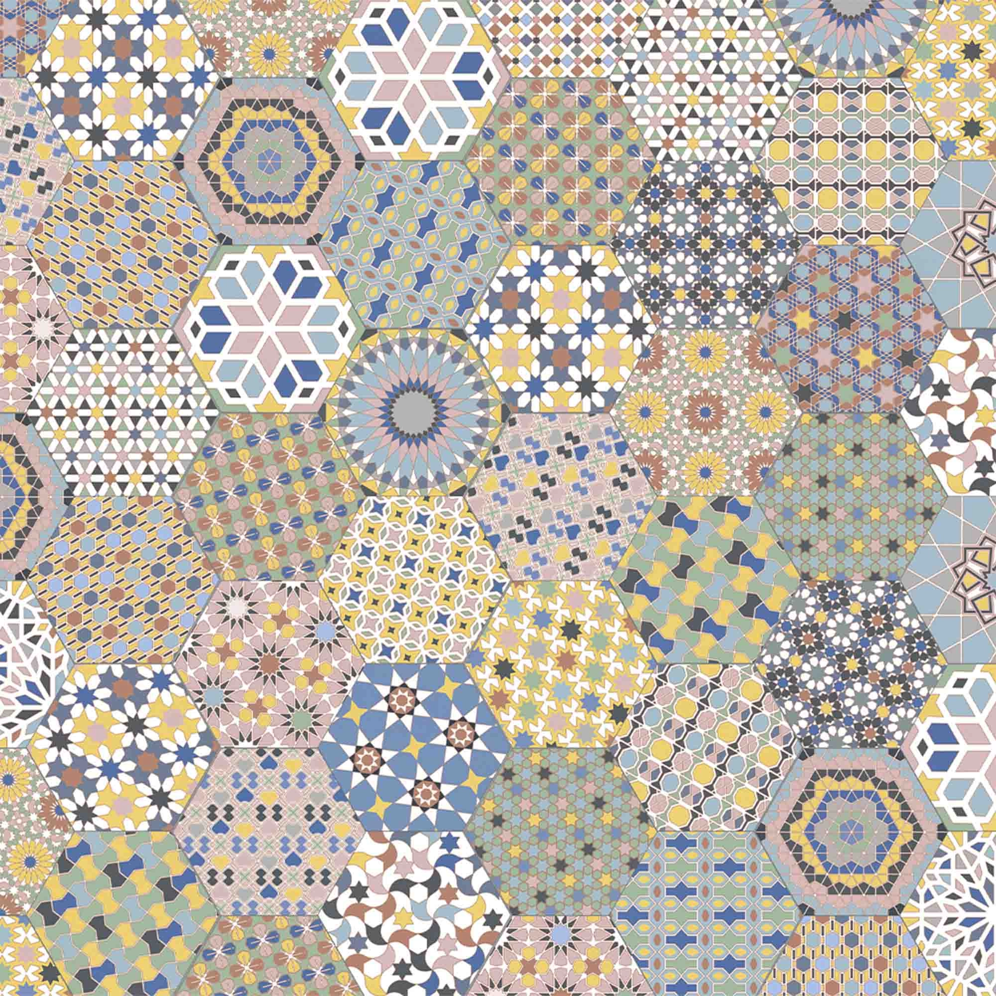 Porcelanato Kasbah Mix Colors Hex Multicolor Mate 25x25 cm