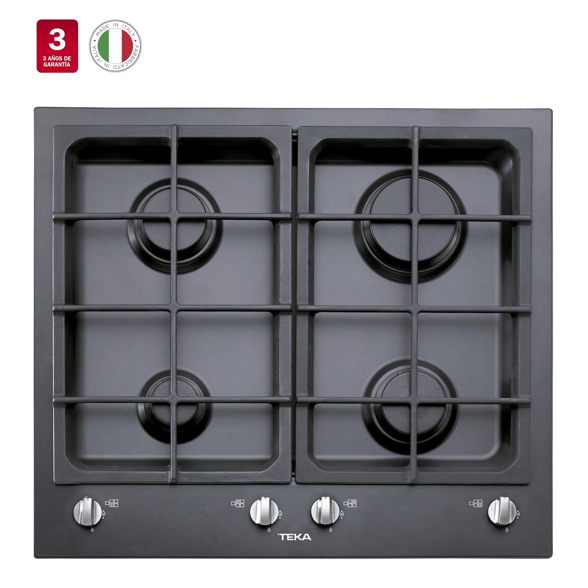Encimera Gas 4q Empotrada Negra 60 cm