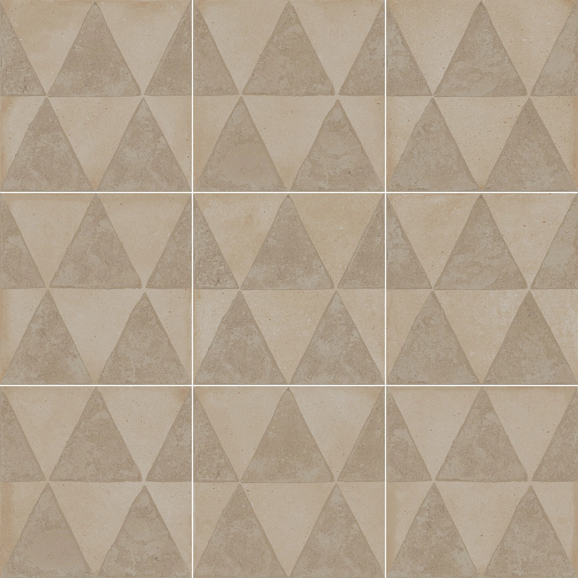 Porcelanato Artcraft Decoro Triangulo Beige/Gris Mate 20x20 cm
