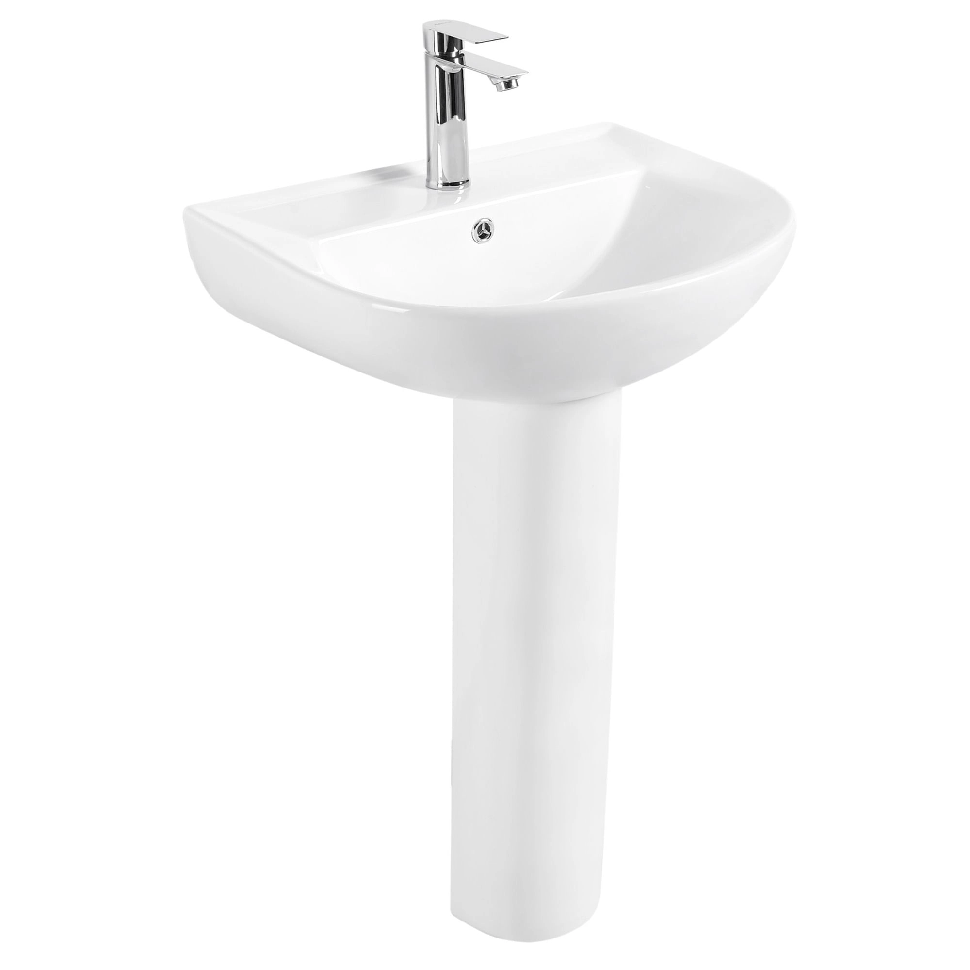 Lavamanos con Pedestal Egeo Blanco con Rebalse 55 cm