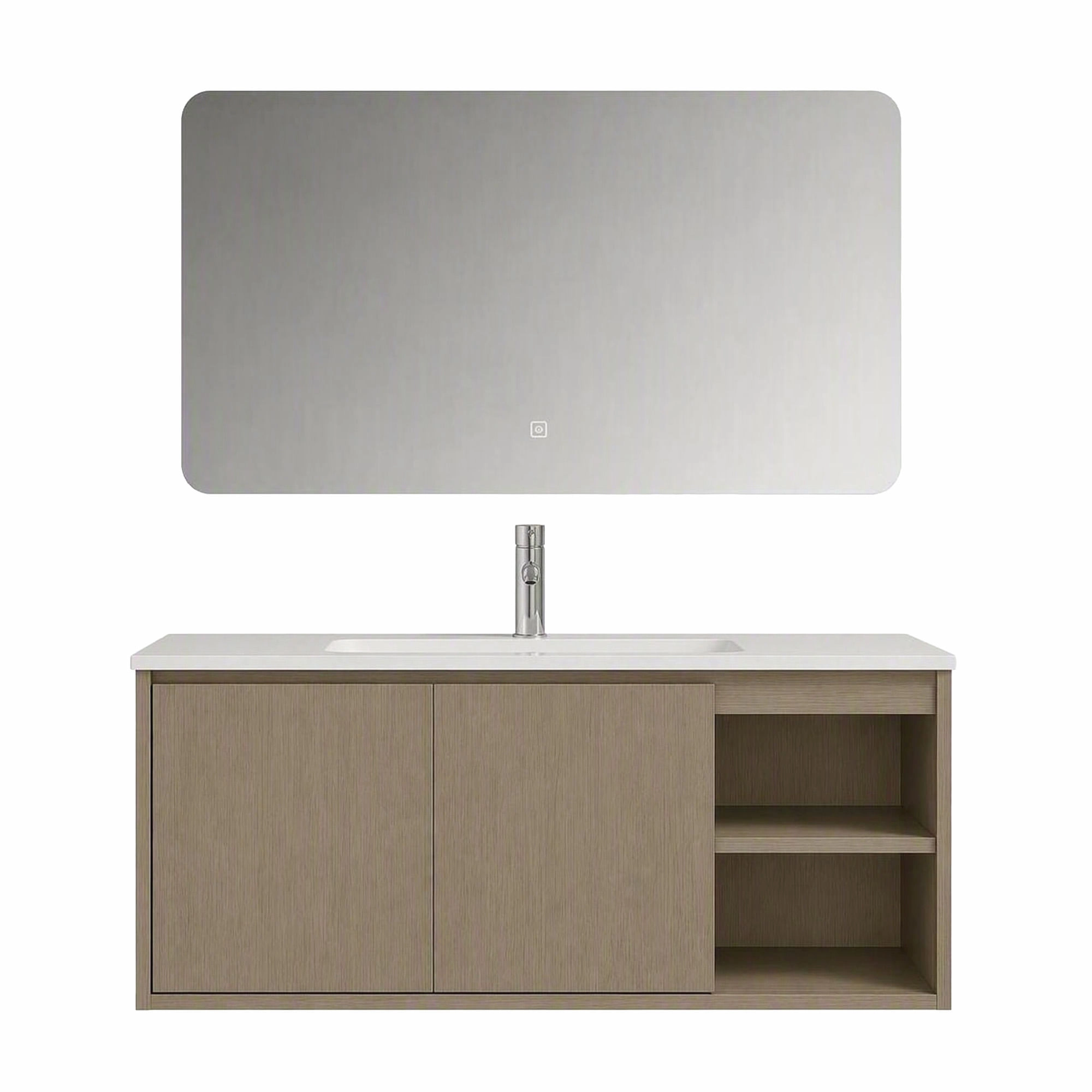 Mueble de Baño Nepal con Lavamanos 810x465x500 mm Abedul 2 Puertas y Repisa Lateral