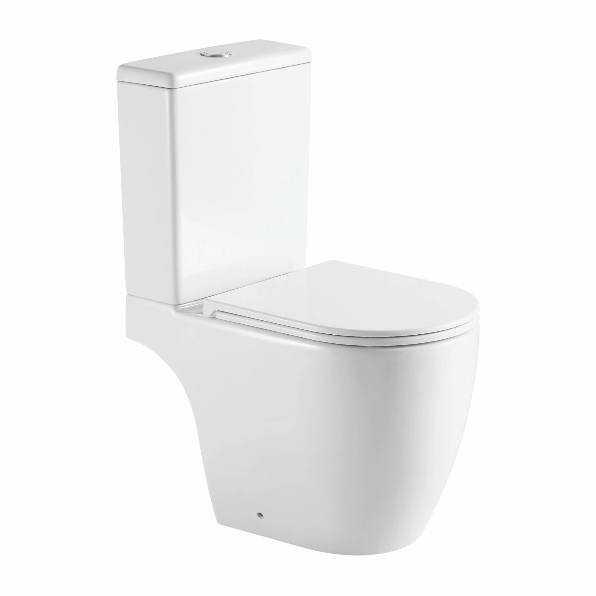 Wc Two Piece Ares Descarga Muro 180 mm Rimless Blanco