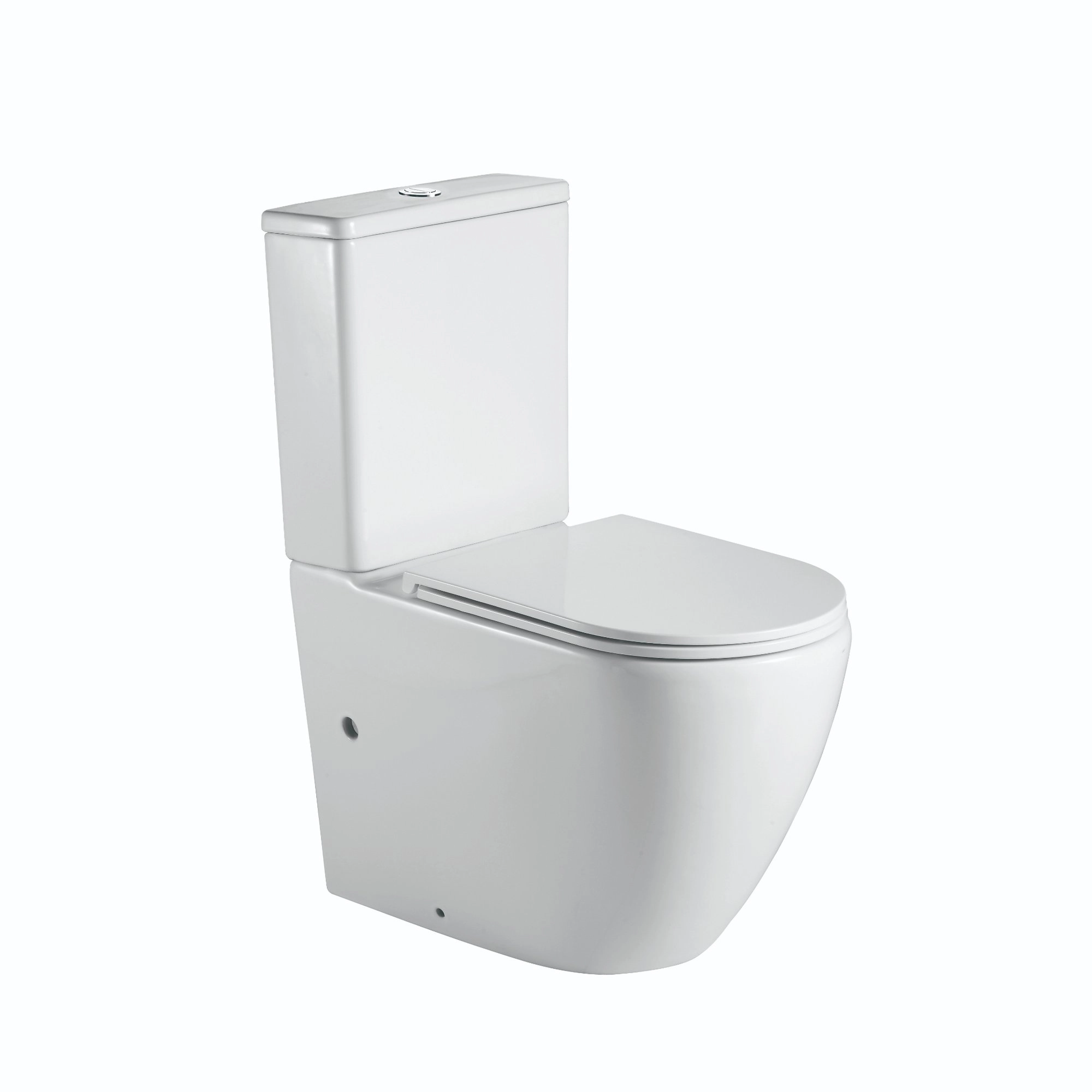 Wc Two Piece Eros Round Descarga Muro 180 mm Rimless Blanco