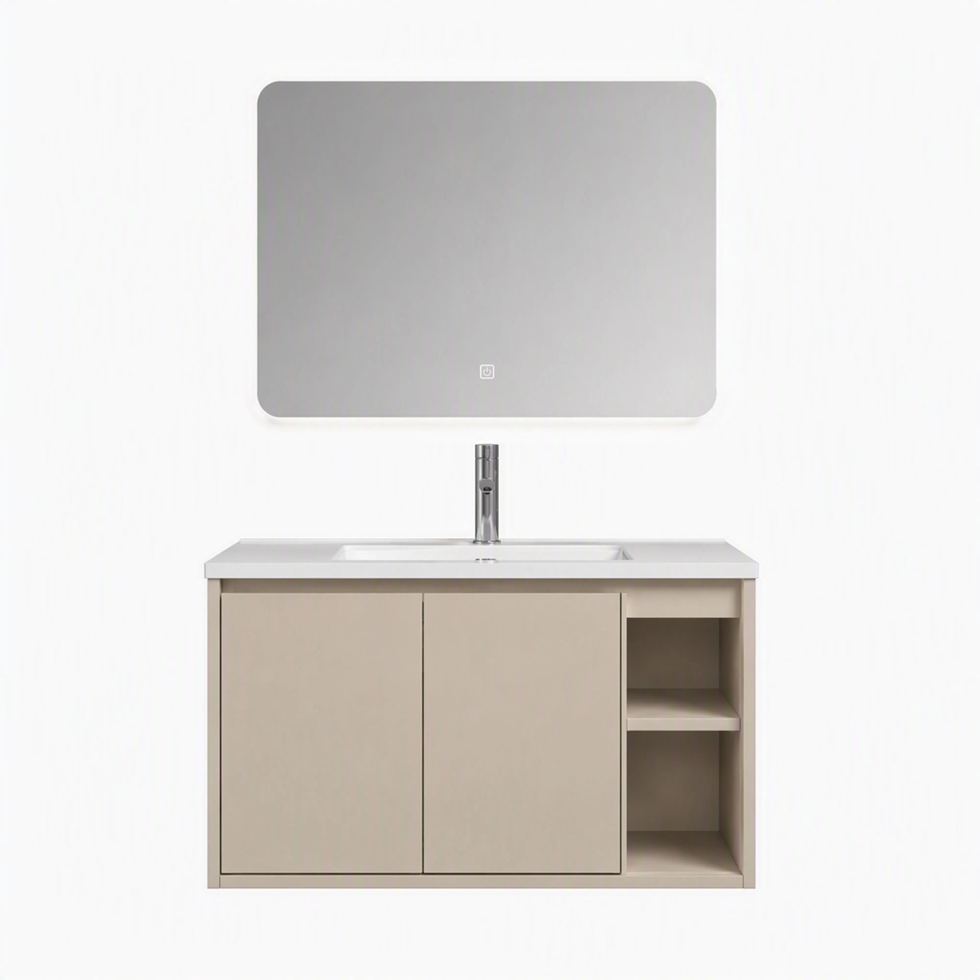 Mueble de Baño Nepal con Lavamanos 2 Puertas y Repisa Lateral Beige 710x465x500 mm