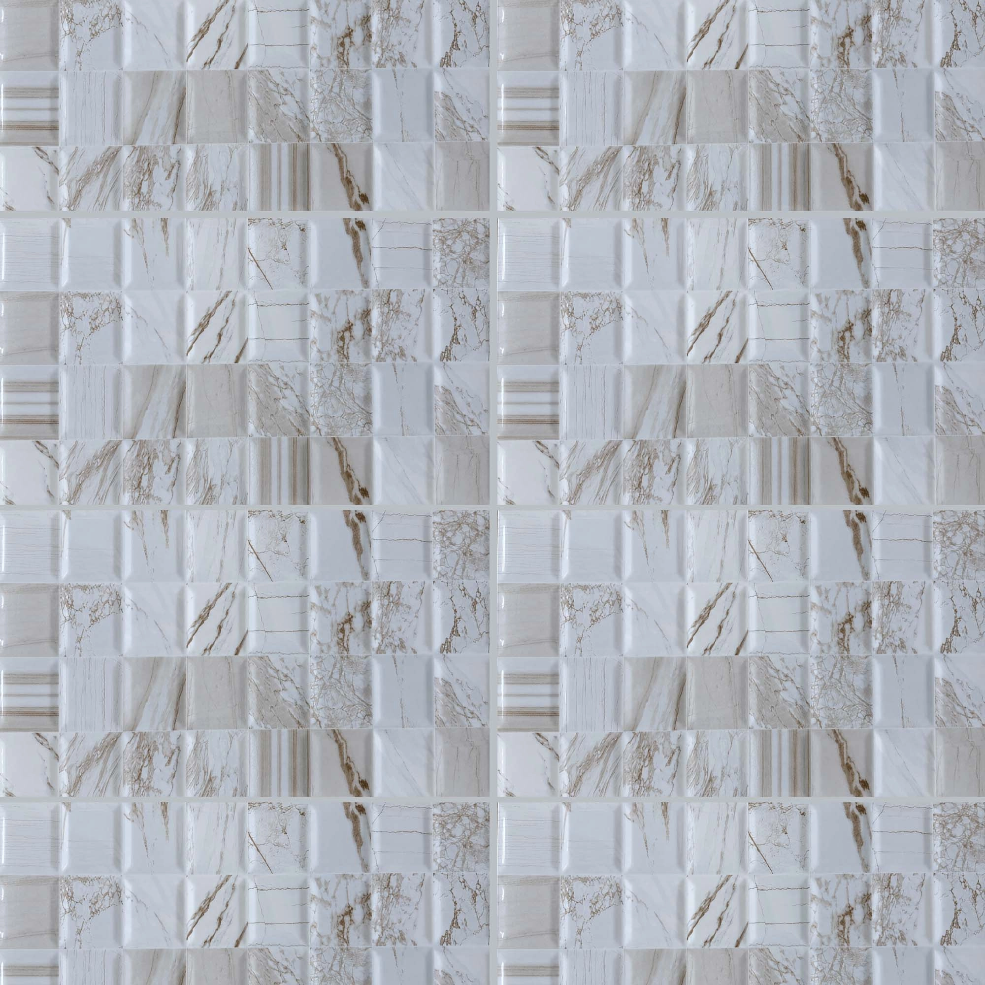 Cerámica Muro Glaciar Calacatta Block Blanco Brillante 30x60 cm