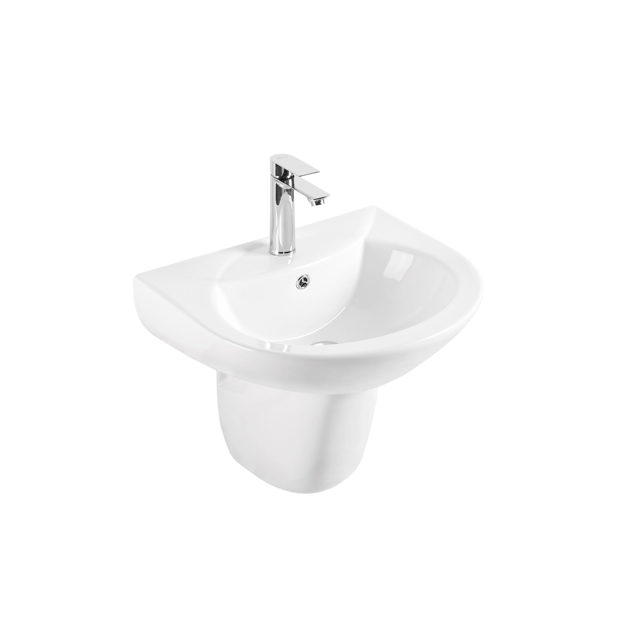 Lavamanos con Semipedestal Egeo 55 cm con Rebalse Blanco
