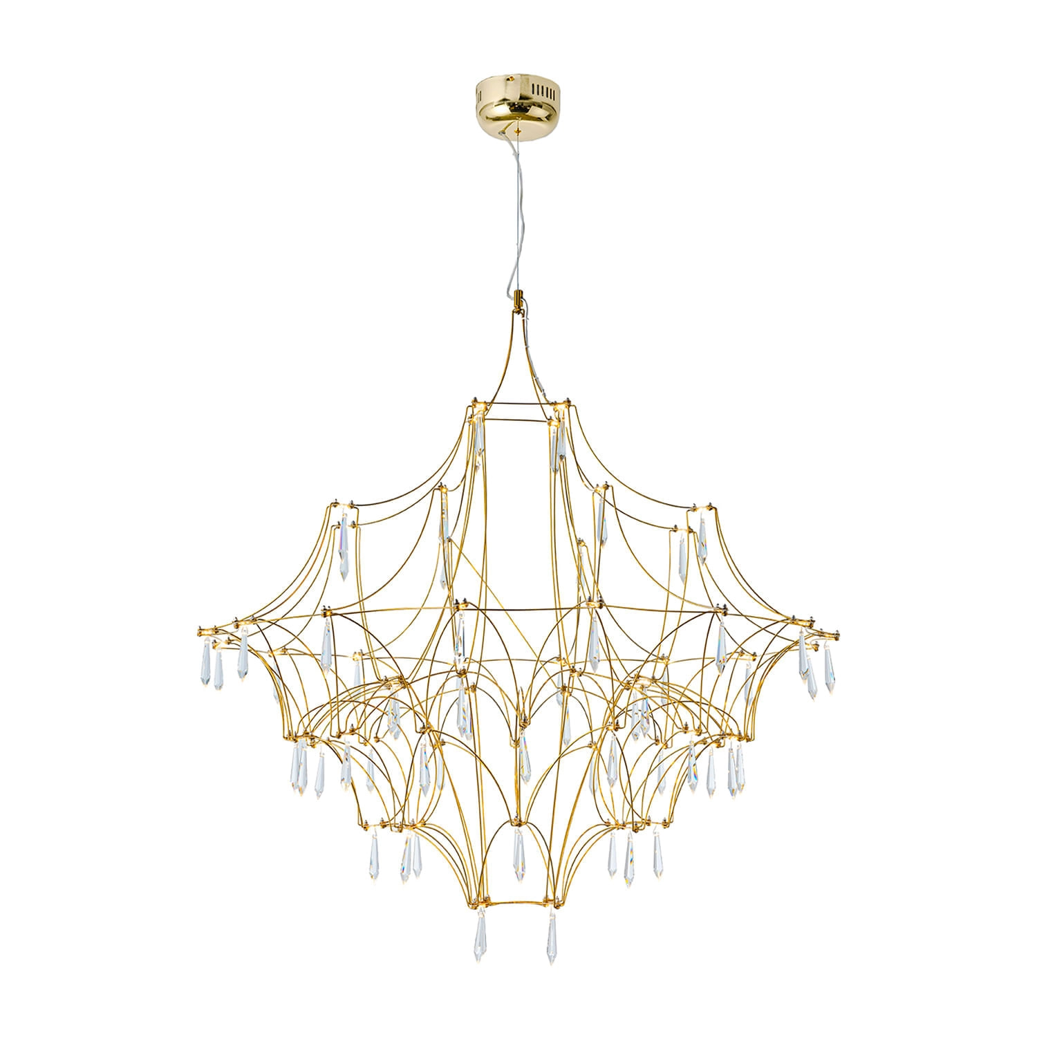 LÁMPARA COLGANTE LED STUDIO CRYSTAL 60W LUZ CÁLIDA (3000K) DORADA