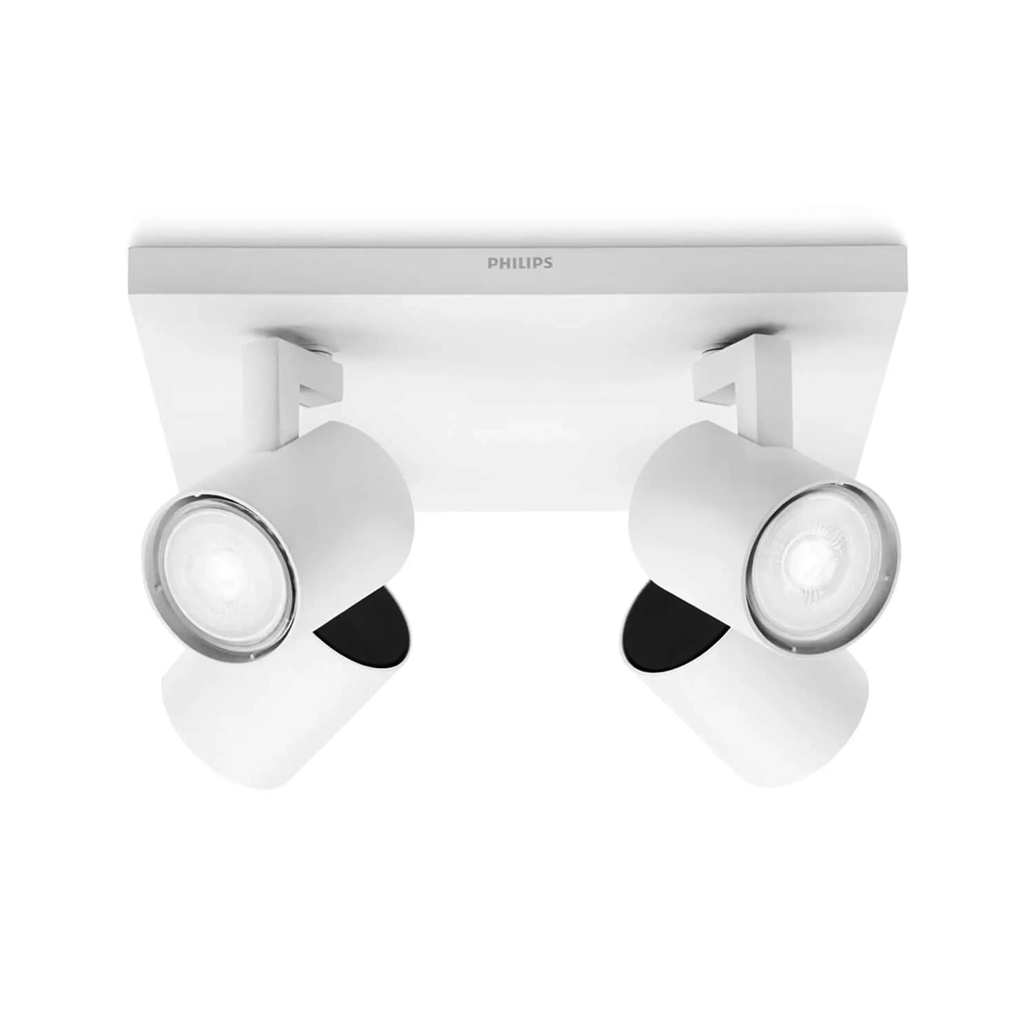 FOCO SOBREPUESTO CIELO PHILIPS NEIRO CUÁDRUPLE DIRIGIBLE (SIN AMPOLLETA GU10) BLANCO (915004327801)