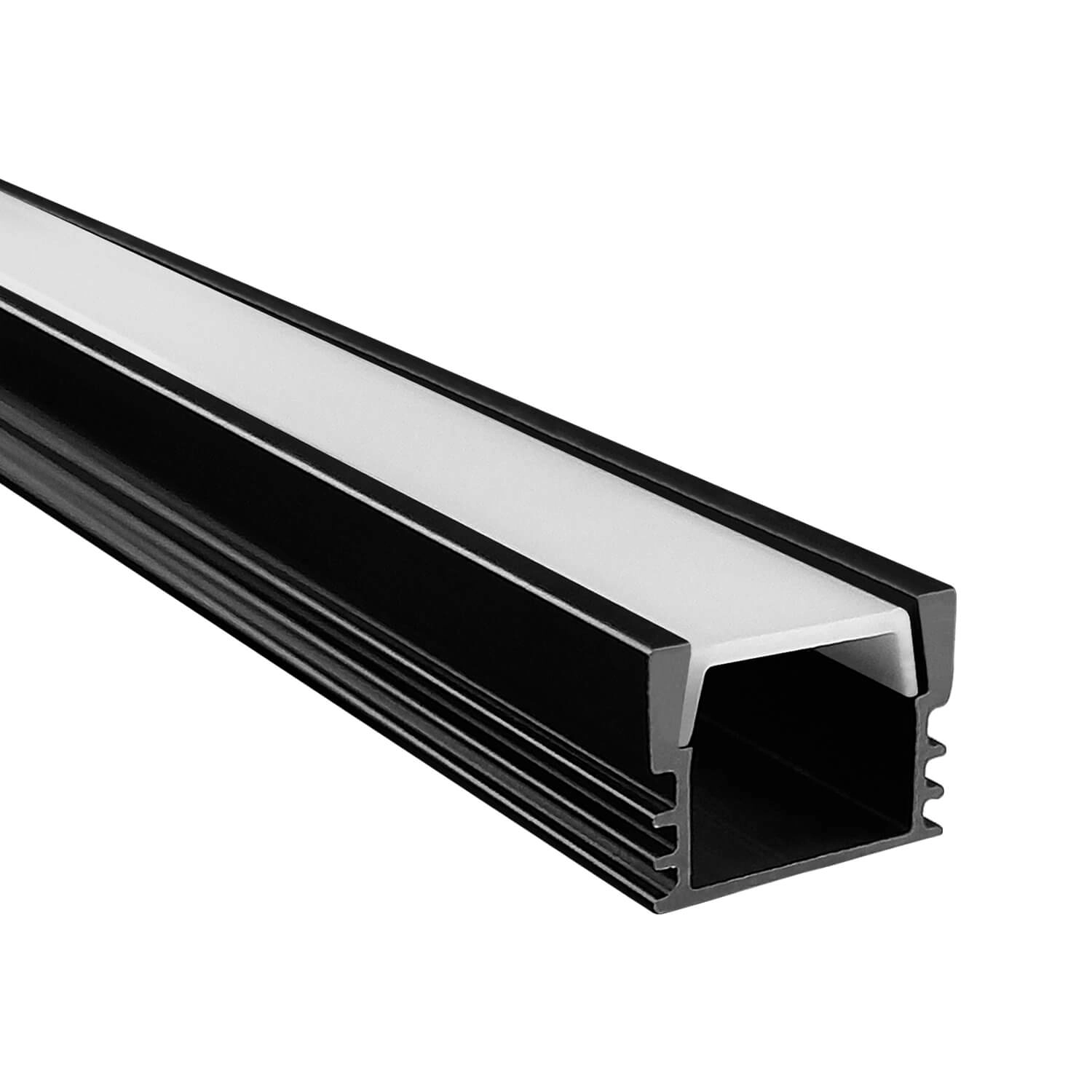 PERFIL PARA CINTA LED STUDIO SOBREPUESTO CUADRADO (2 METROS) H1.2 1.5x200 CM NEGRO