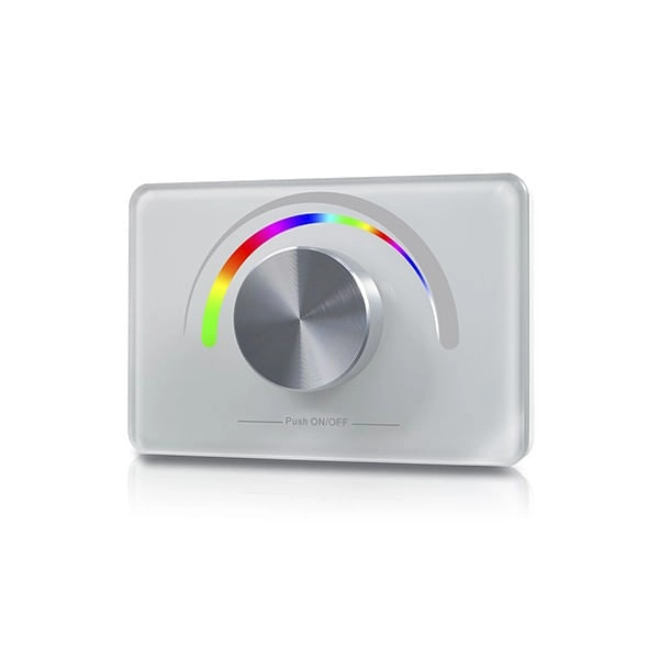DIMMER MURO LED STUDIO SERIE 1009 RF RGB CONTROL GIRATORIO PARA CAJA ELÉCTRICA GRIS CLARO