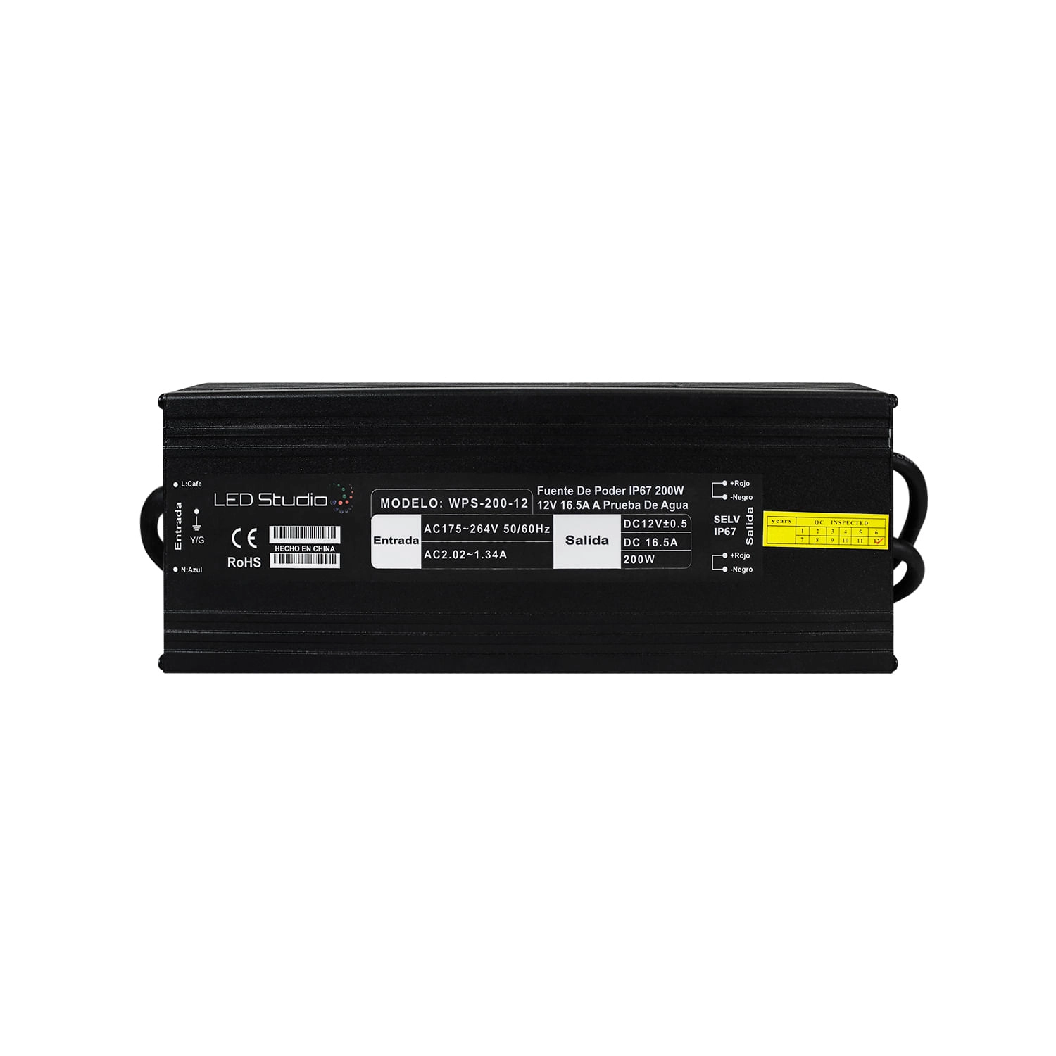 FUENTE DE PODER LED STUDIO 200W 12V IP67 NEGRA